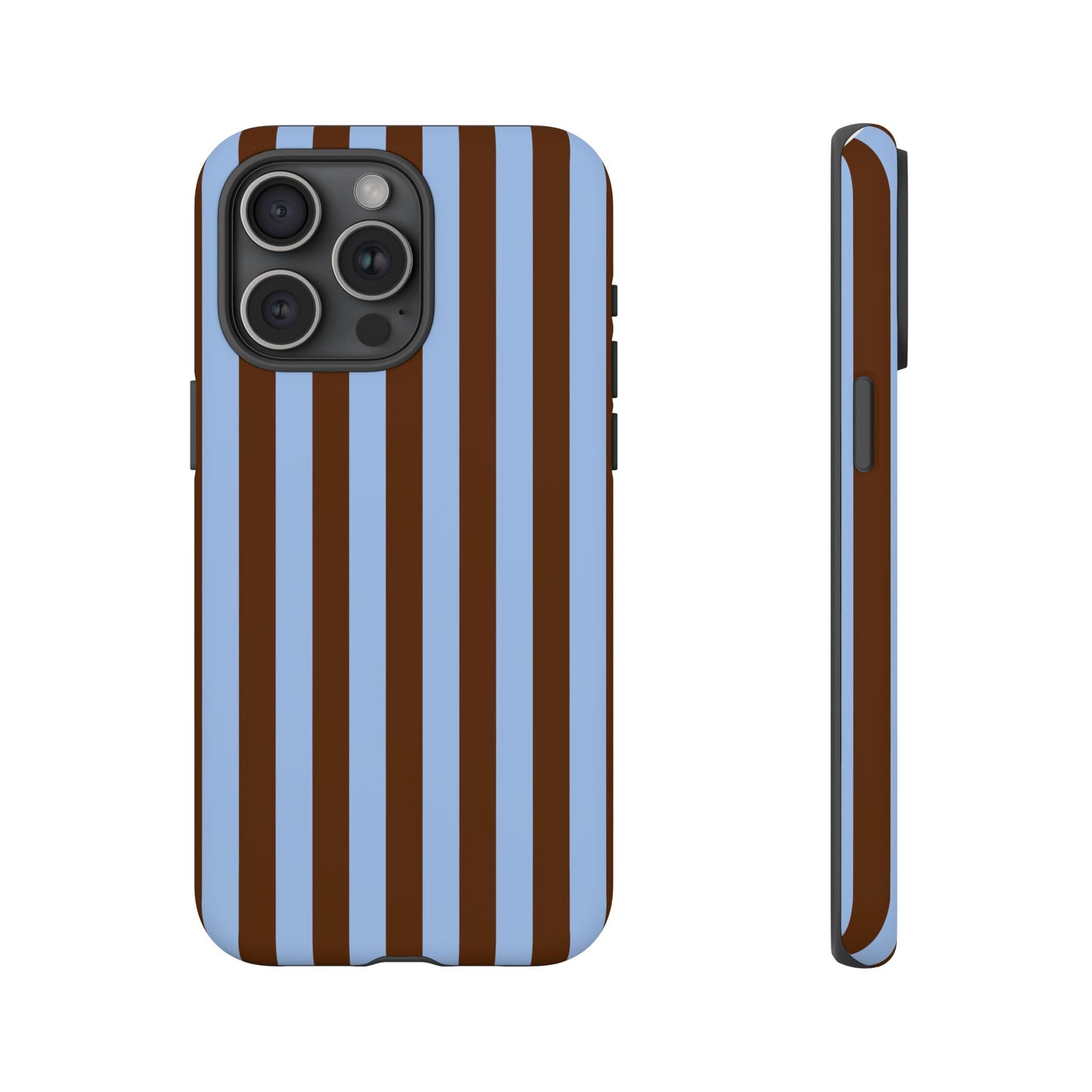 Blue & Brown Vertical Stripe Tough Phone Case — Durable Protective Cover