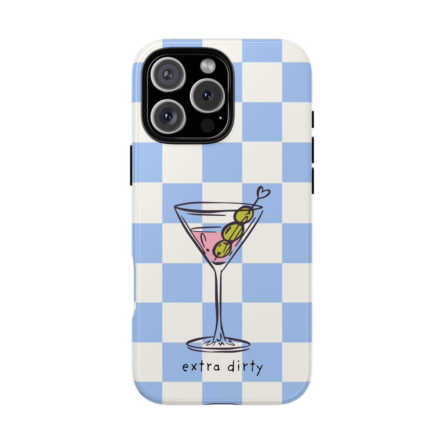 Phone Case — Blue Check Martini "extra dirty" Design