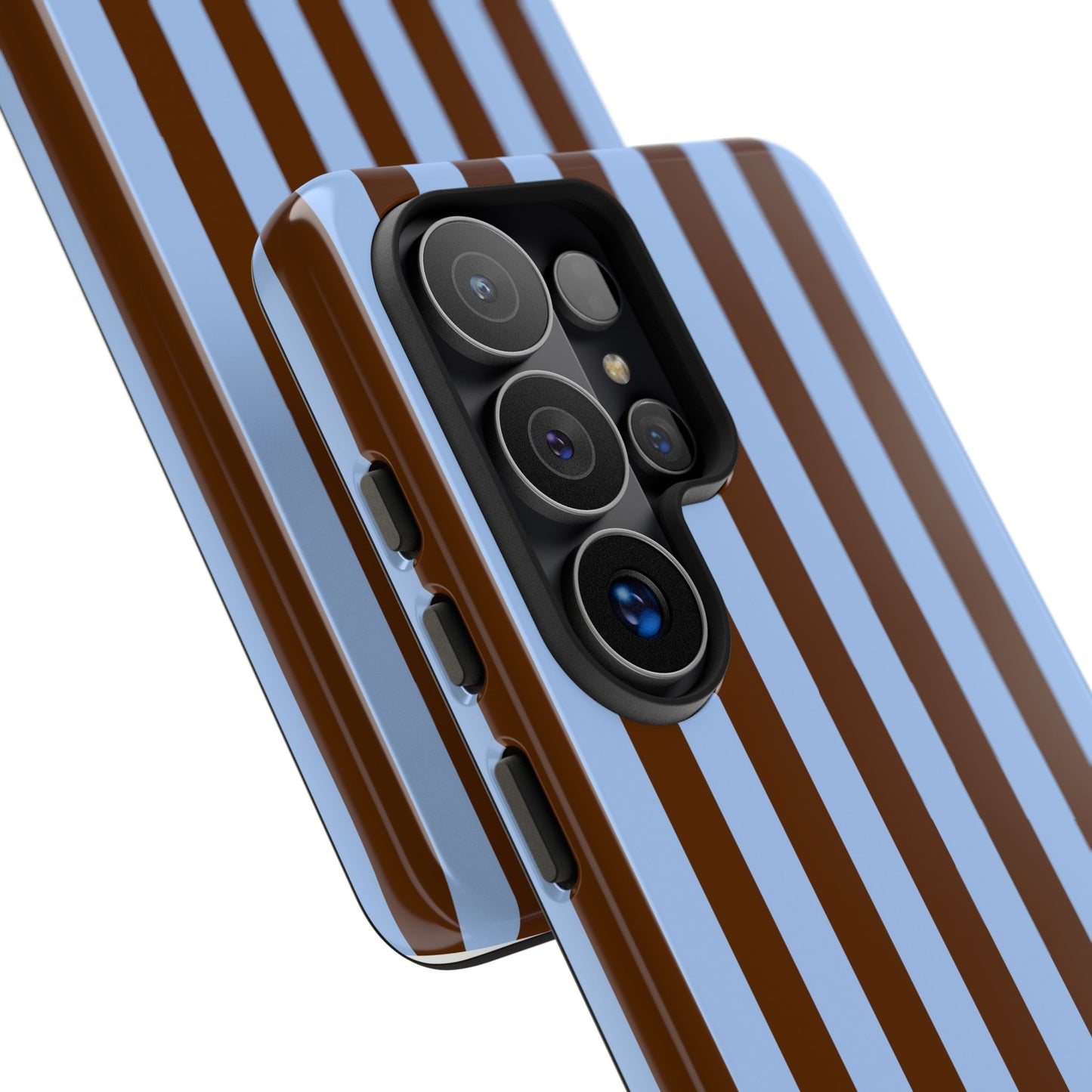 Blue & Brown Vertical Stripe Tough Phone Case — Durable Protective Cover