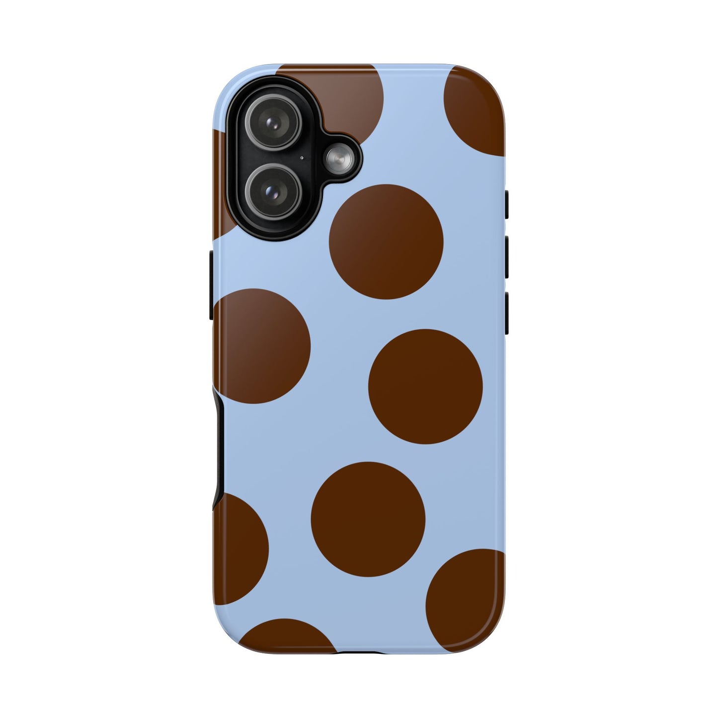 Phone Case - Blue with Brown Polka Dots (Tough Protective Phone Case)