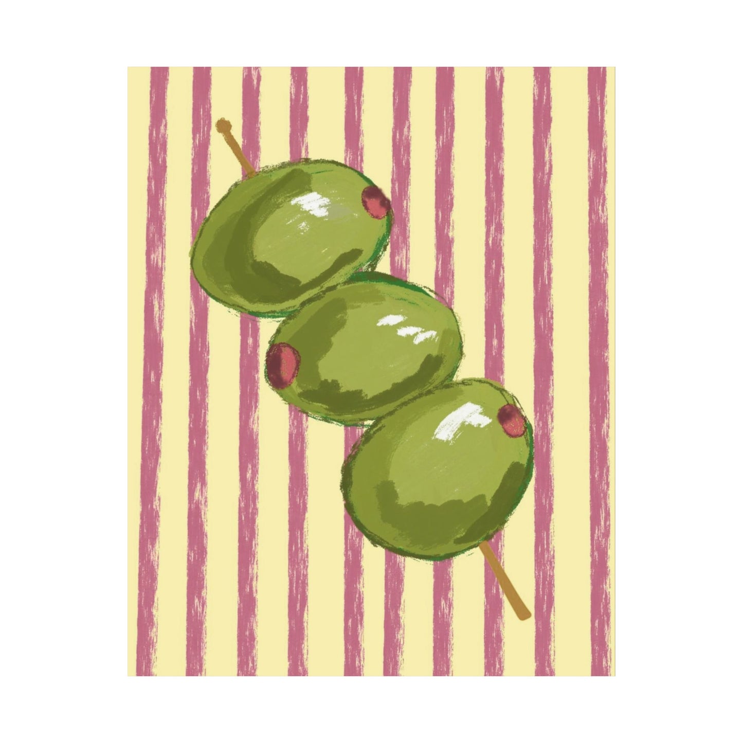 Olive Matte Poster — Retro Striped Kitchen Wall Art