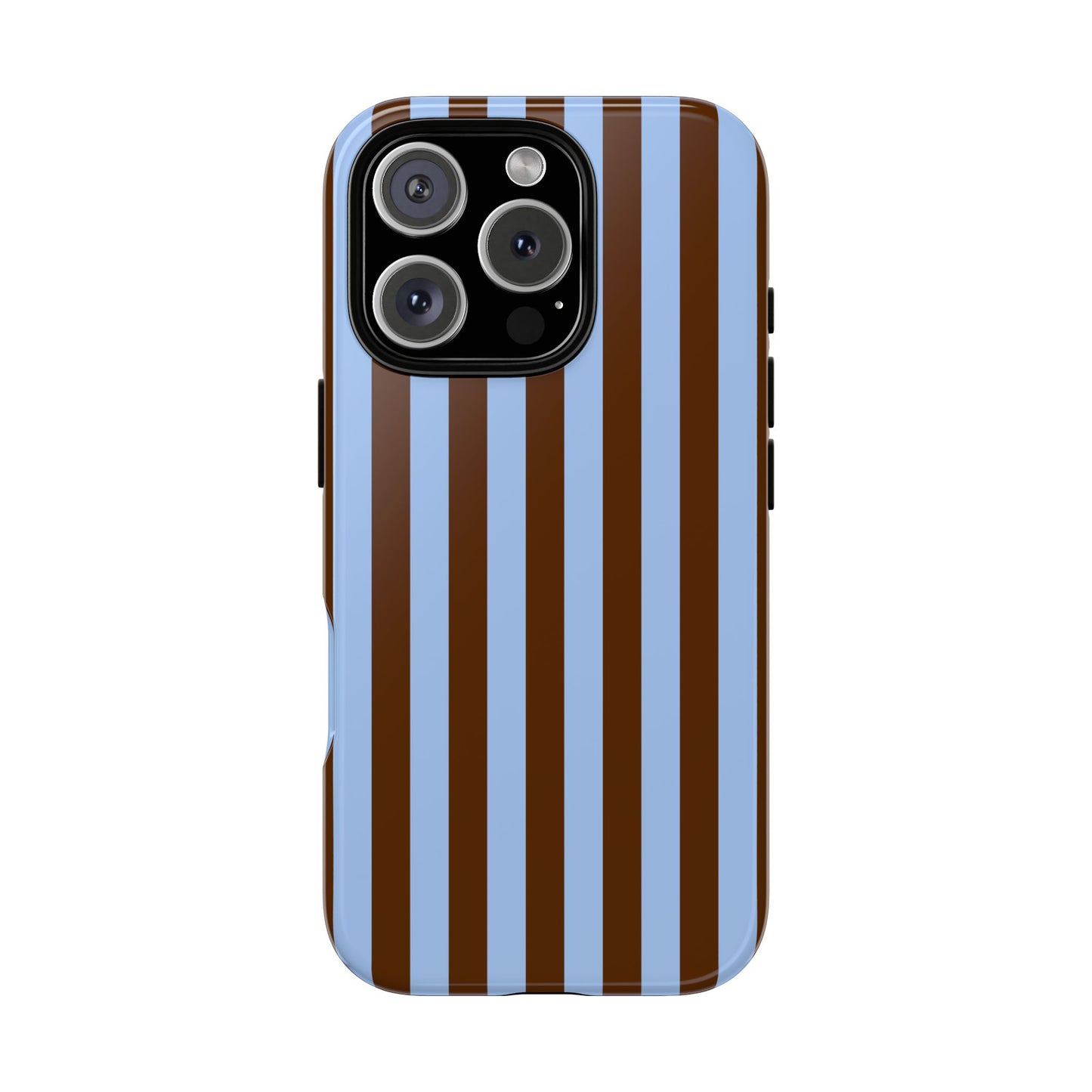 Blue & Brown Vertical Stripe Tough Phone Case — Durable Protective Cover