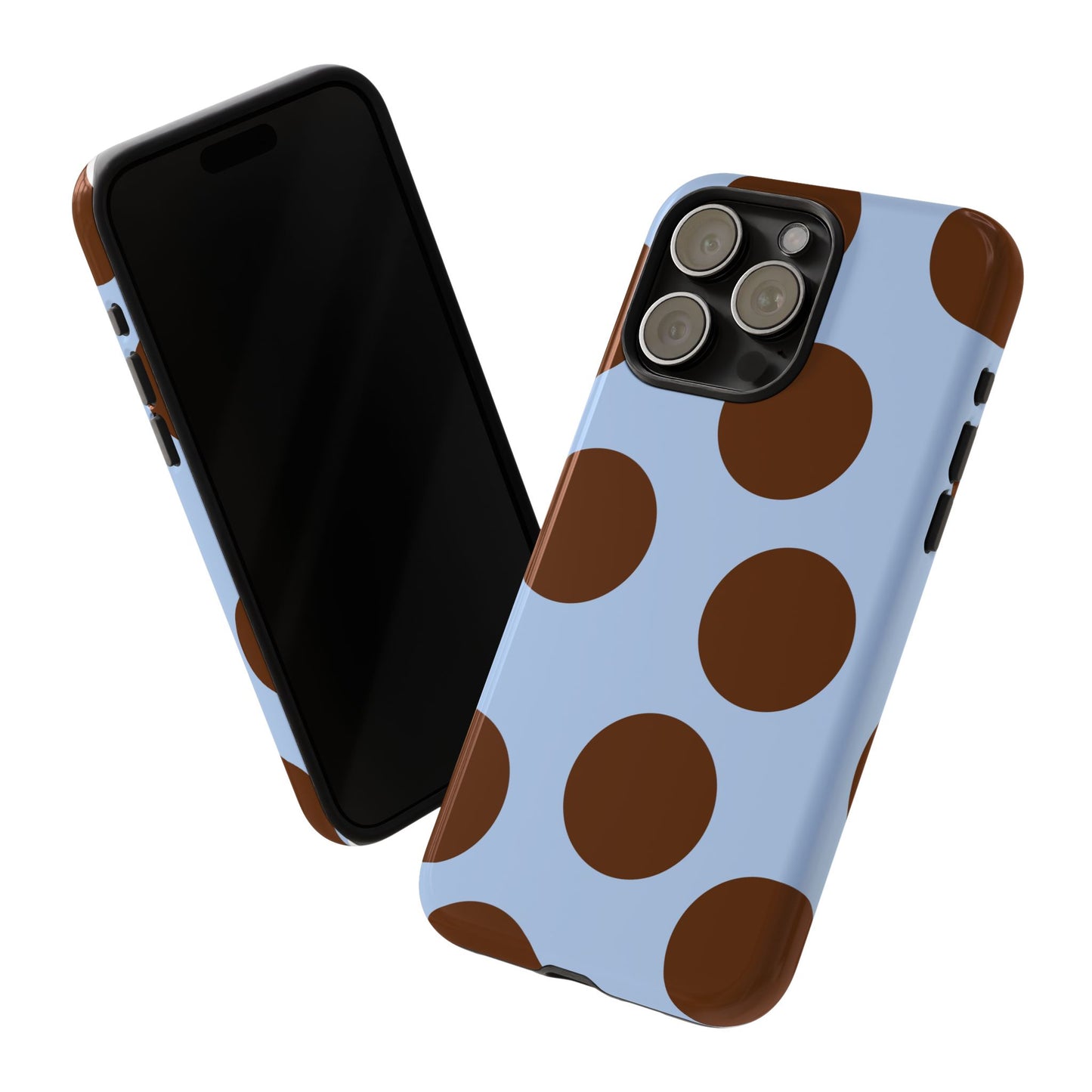 Phone Case - Blue with Brown Polka Dots (Tough Protective Phone Case)