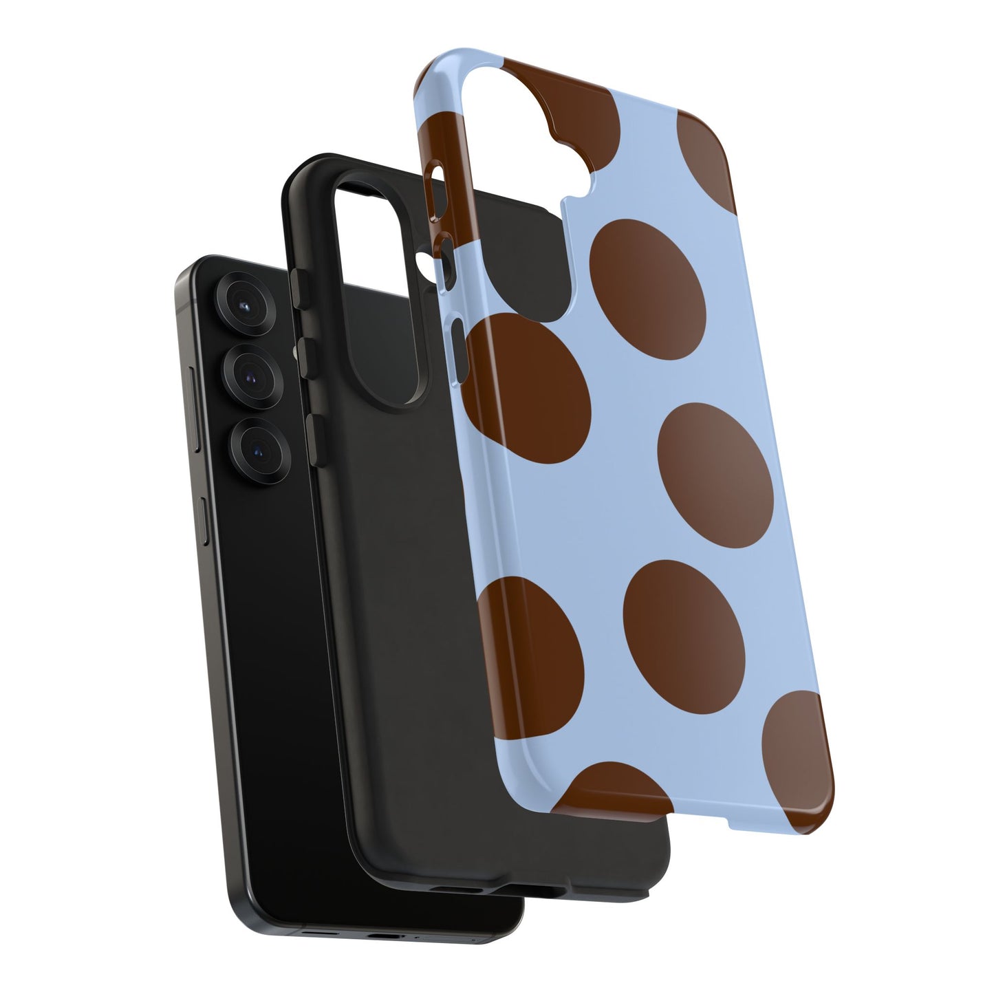 Phone Case - Blue with Brown Polka Dots (Tough Protective Phone Case)