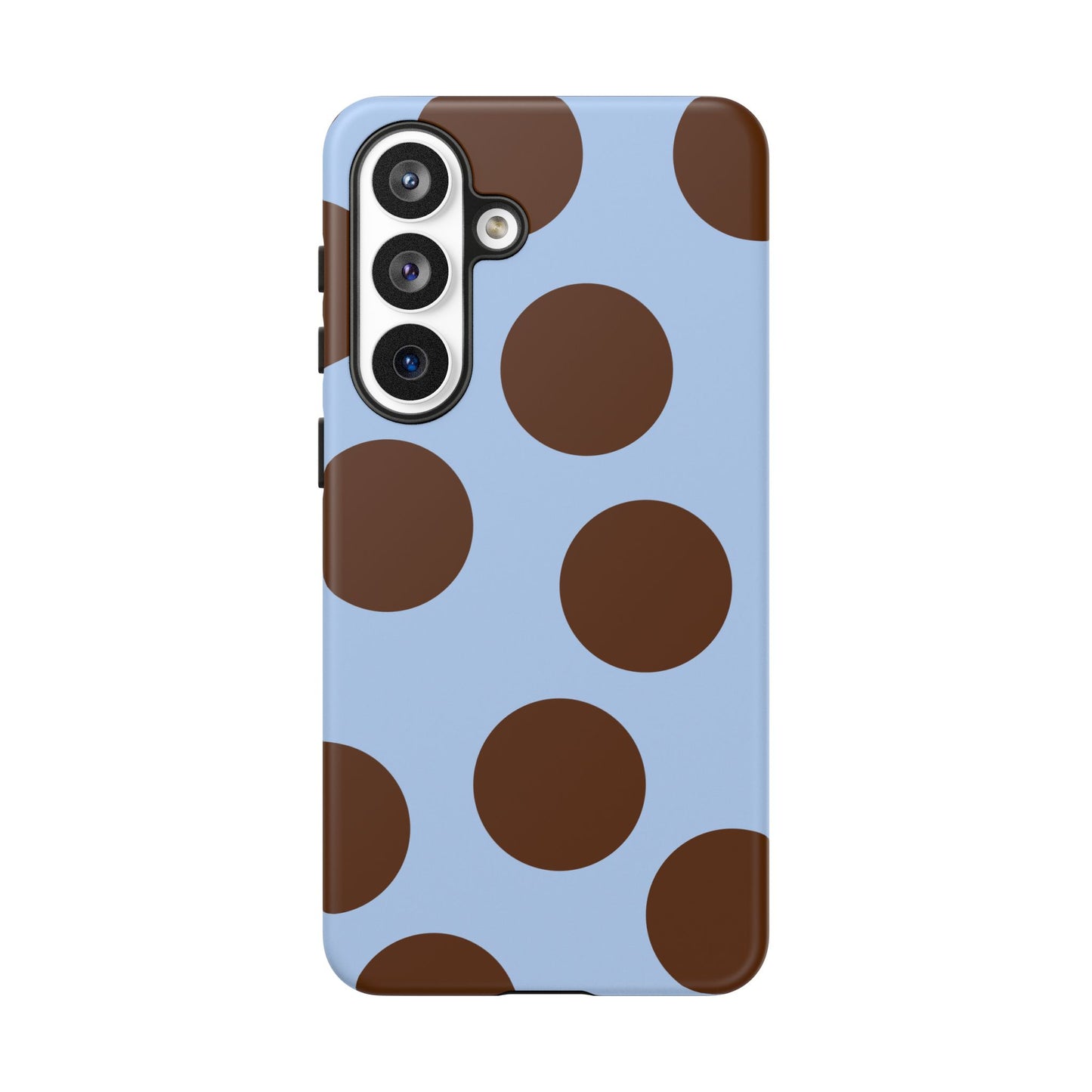 Phone Case - Blue with Brown Polka Dots (Tough Protective Phone Case)