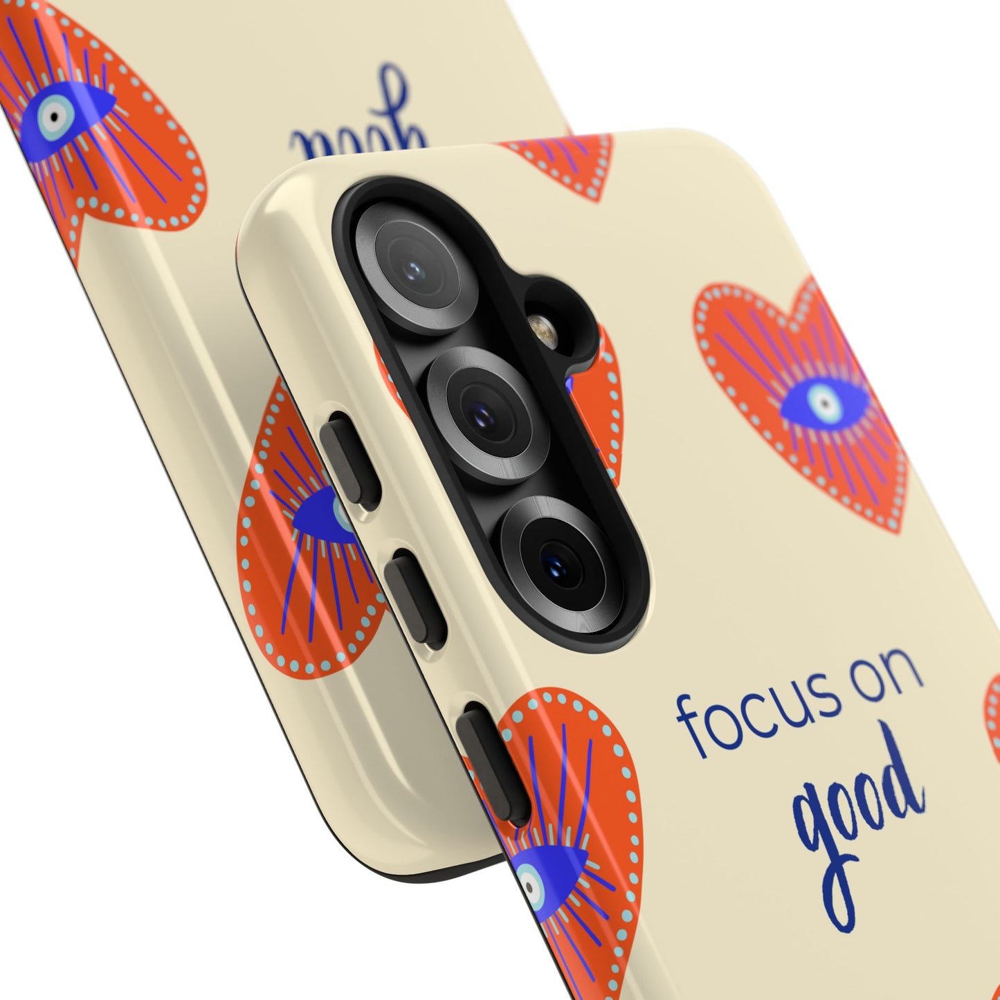 Phone Case — "Focus on Good" Heart Pattern Protective Case