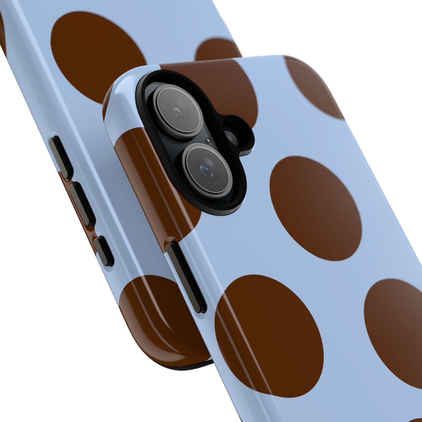 Phone Case - Blue with Brown Polka Dots (Tough Protective Phone Case)