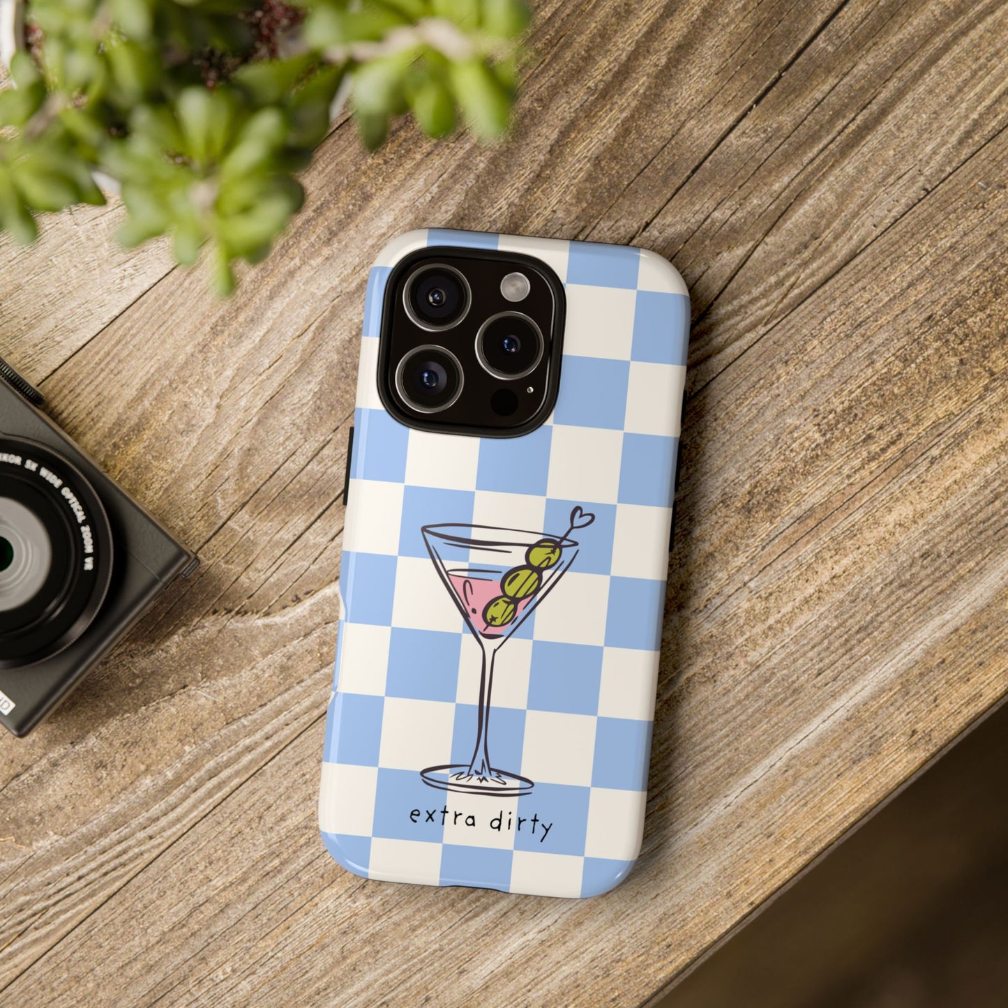 Phone Case — Blue Check Martini "extra dirty" Design