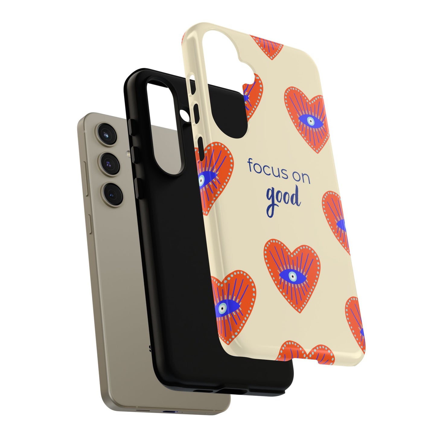 Phone Case — "Focus on Good" Heart Pattern Protective Case