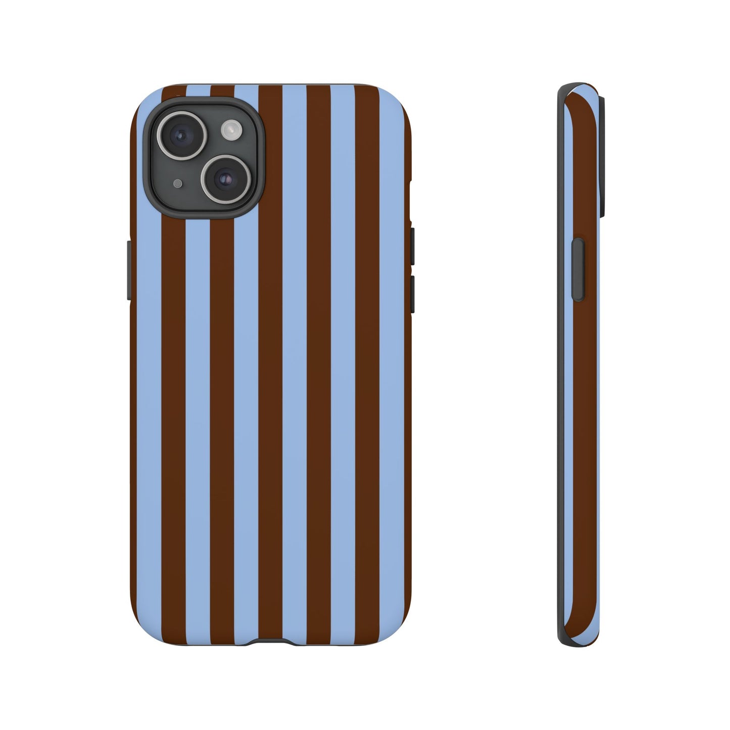 Blue & Brown Vertical Stripe Tough Phone Case — Durable Protective Cover