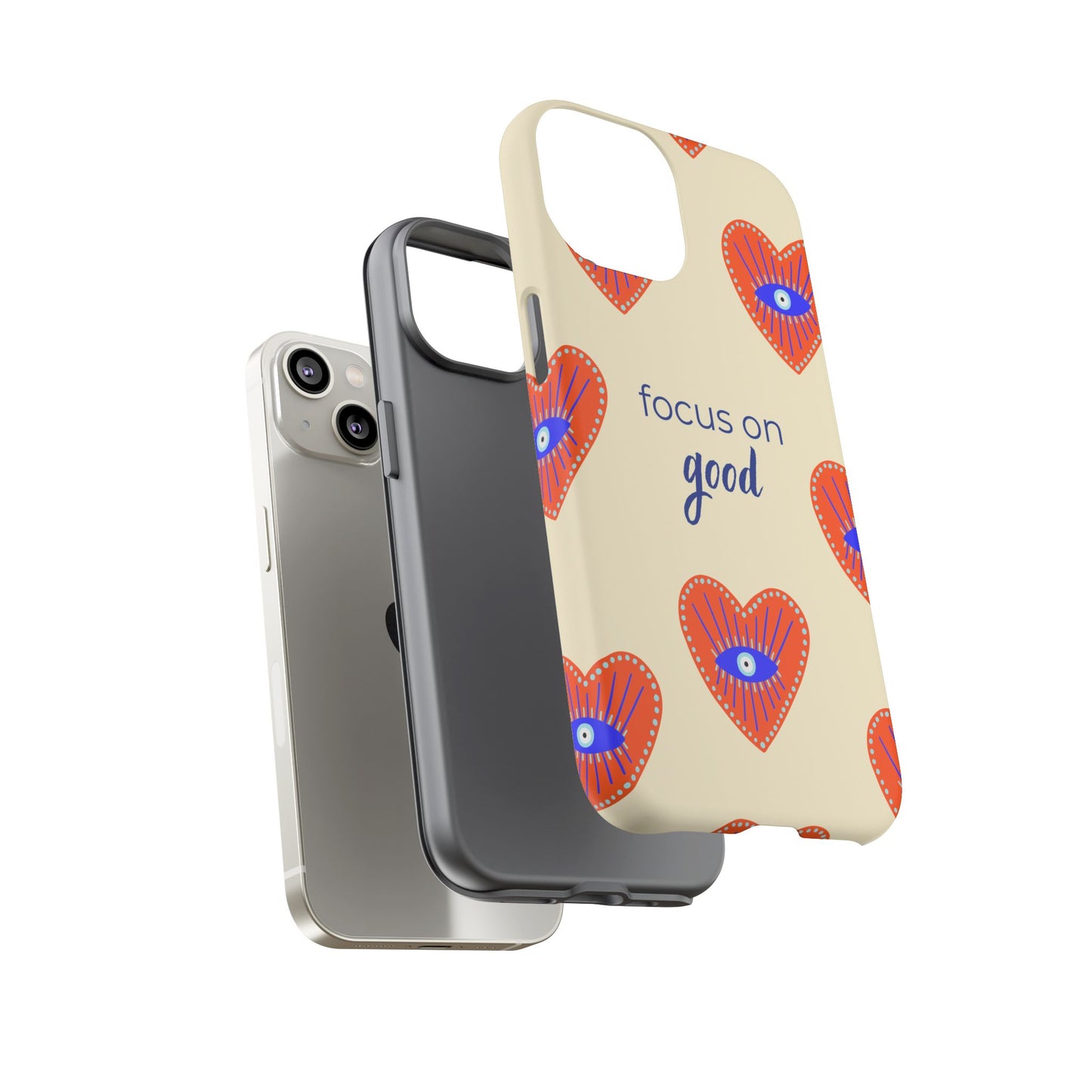 Phone Case — "Focus on Good" Heart Pattern Protective Case