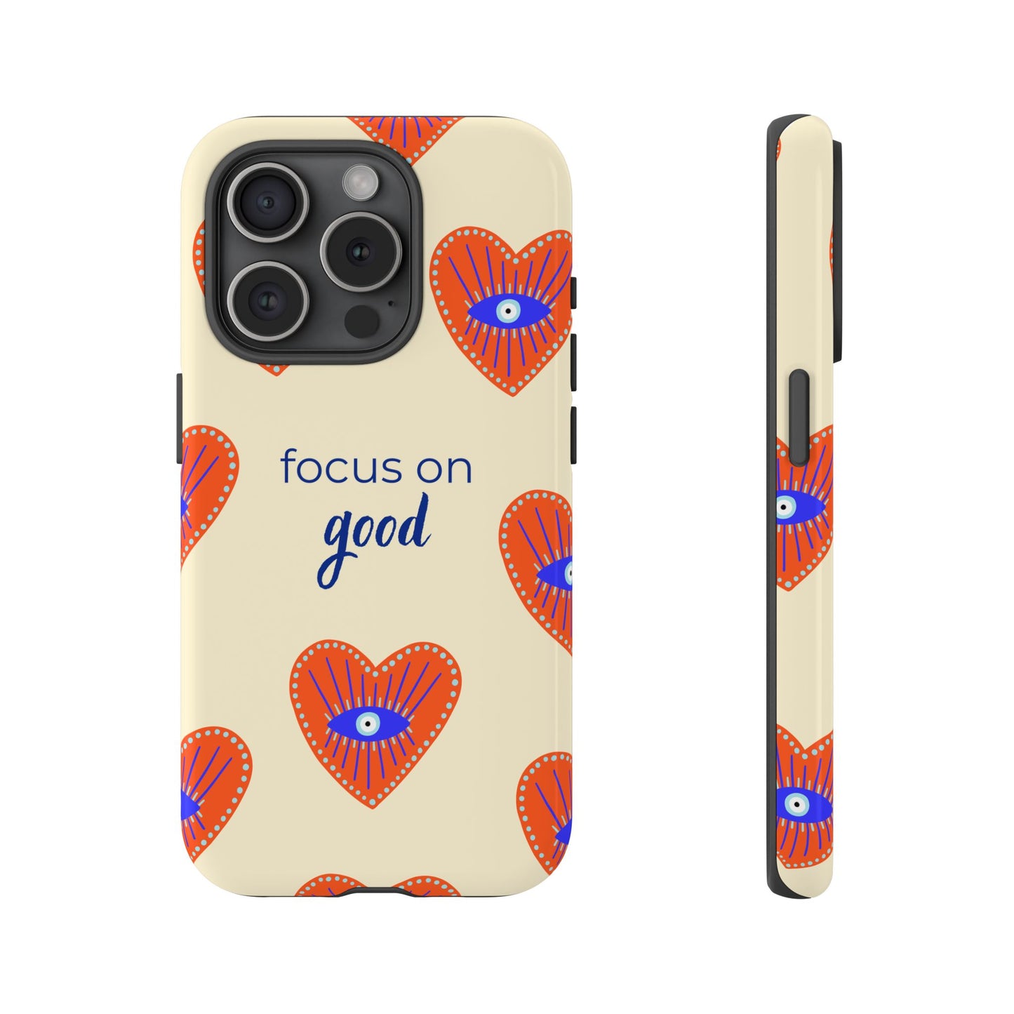 Phone Case — "Focus on Good" Heart Pattern Protective Case