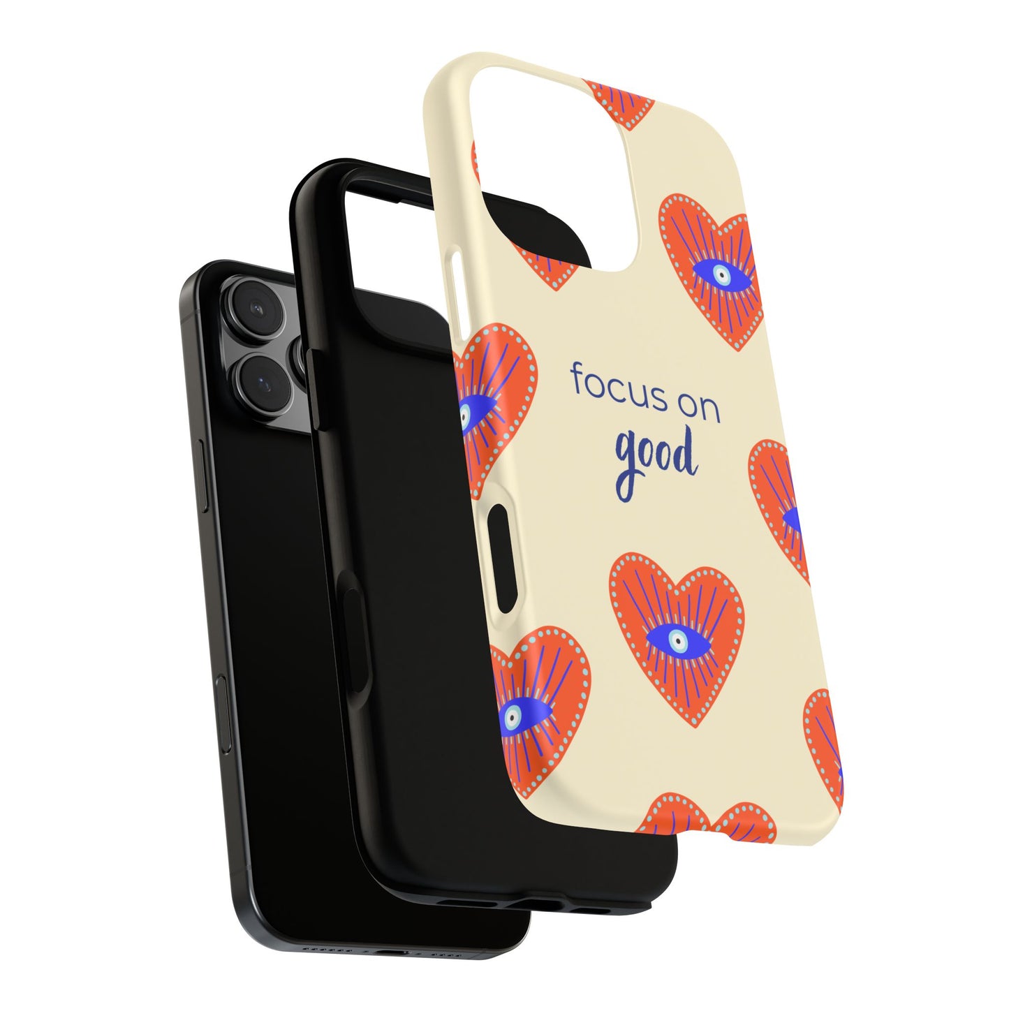 Phone Case — "Focus on Good" Heart Pattern Protective Case