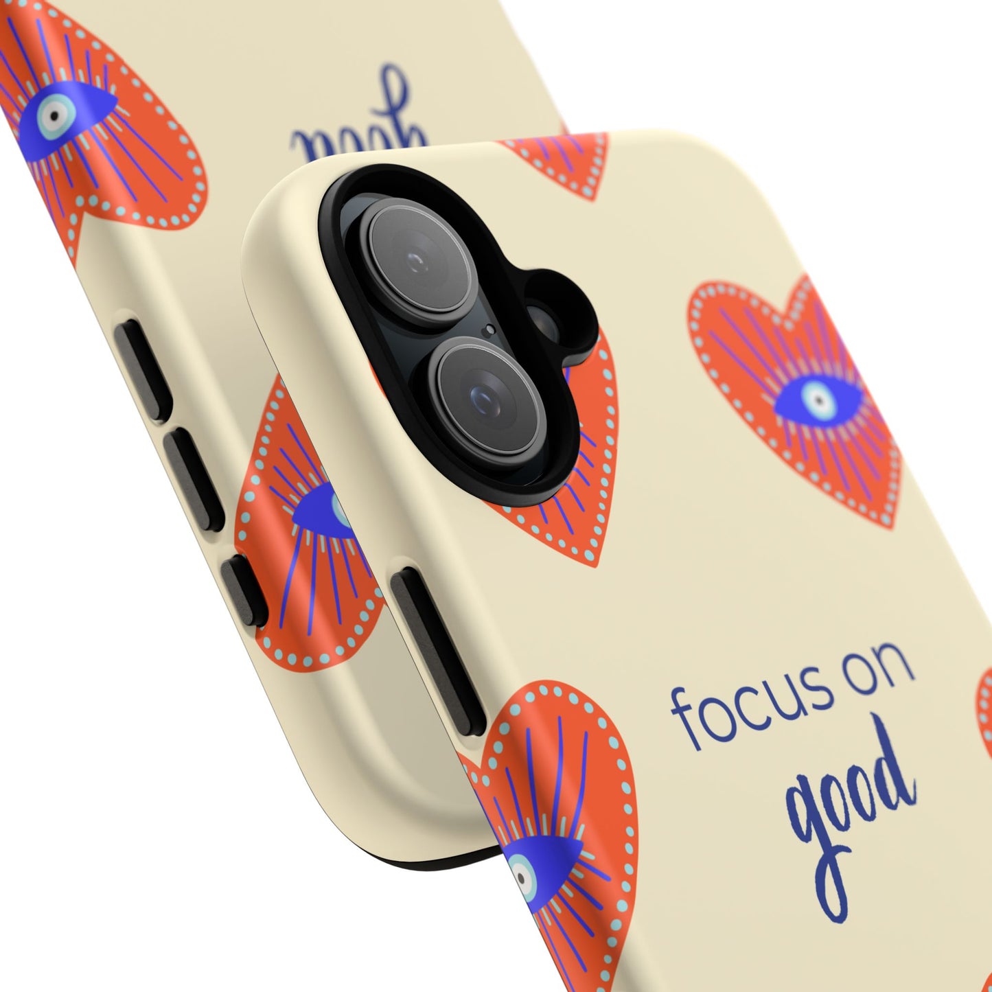Phone Case — "Focus on Good" Heart Pattern Protective Case