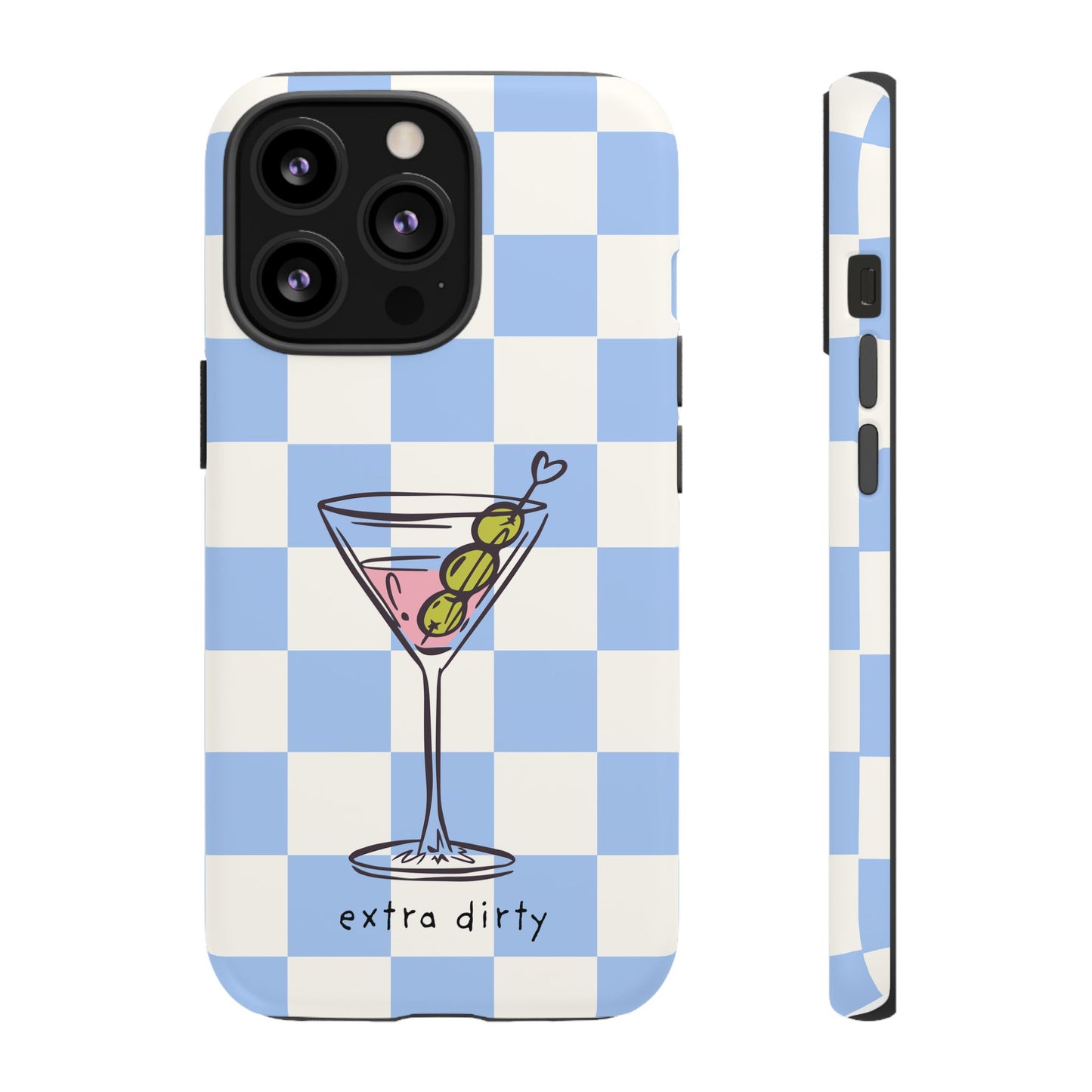 Phone Case — Blue Check Martini "extra dirty" Design