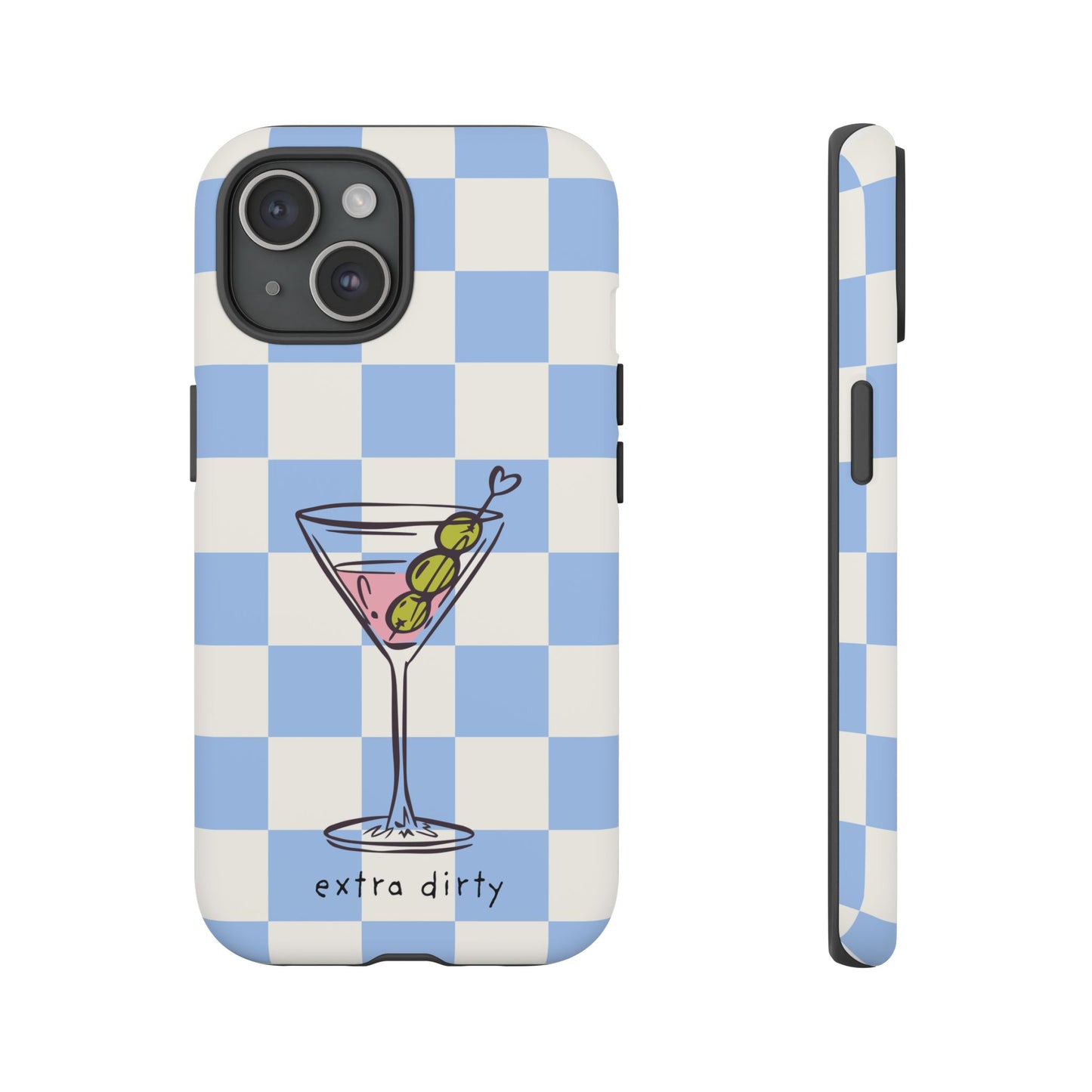 Phone Case — Blue Check Martini "extra dirty" Design