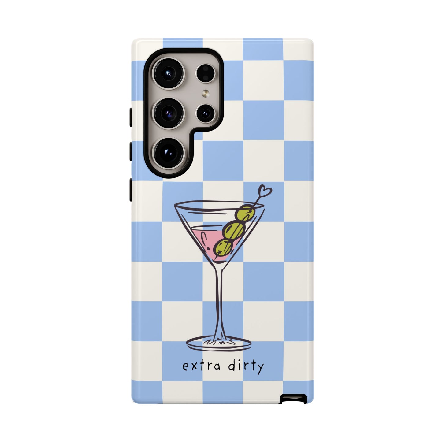 Phone Case — Blue Check Martini "extra dirty" Design