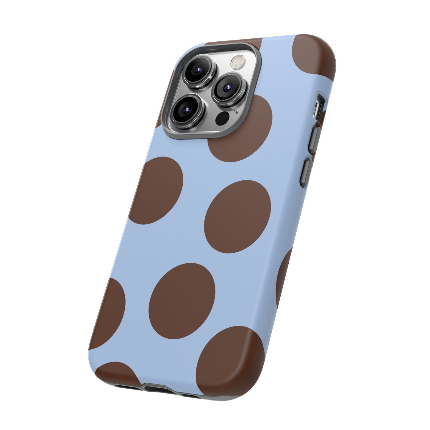 Phone Case - Blue with Brown Polka Dots (Tough Protective Phone Case)