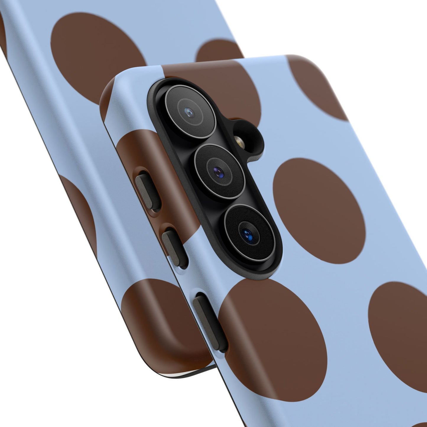 Phone Case - Blue with Brown Polka Dots (Tough Protective Phone Case)