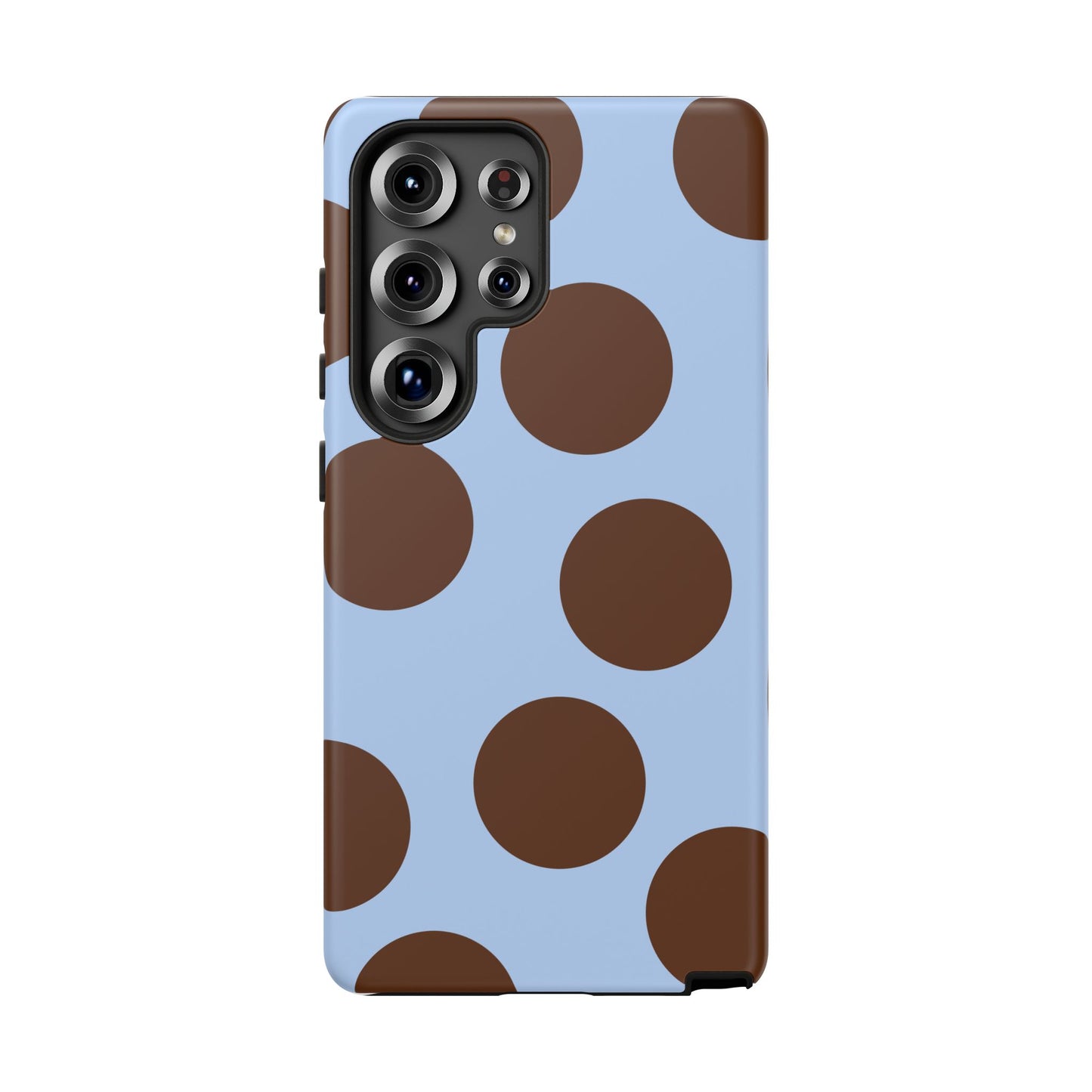 Phone Case - Blue with Brown Polka Dots (Tough Protective Phone Case)