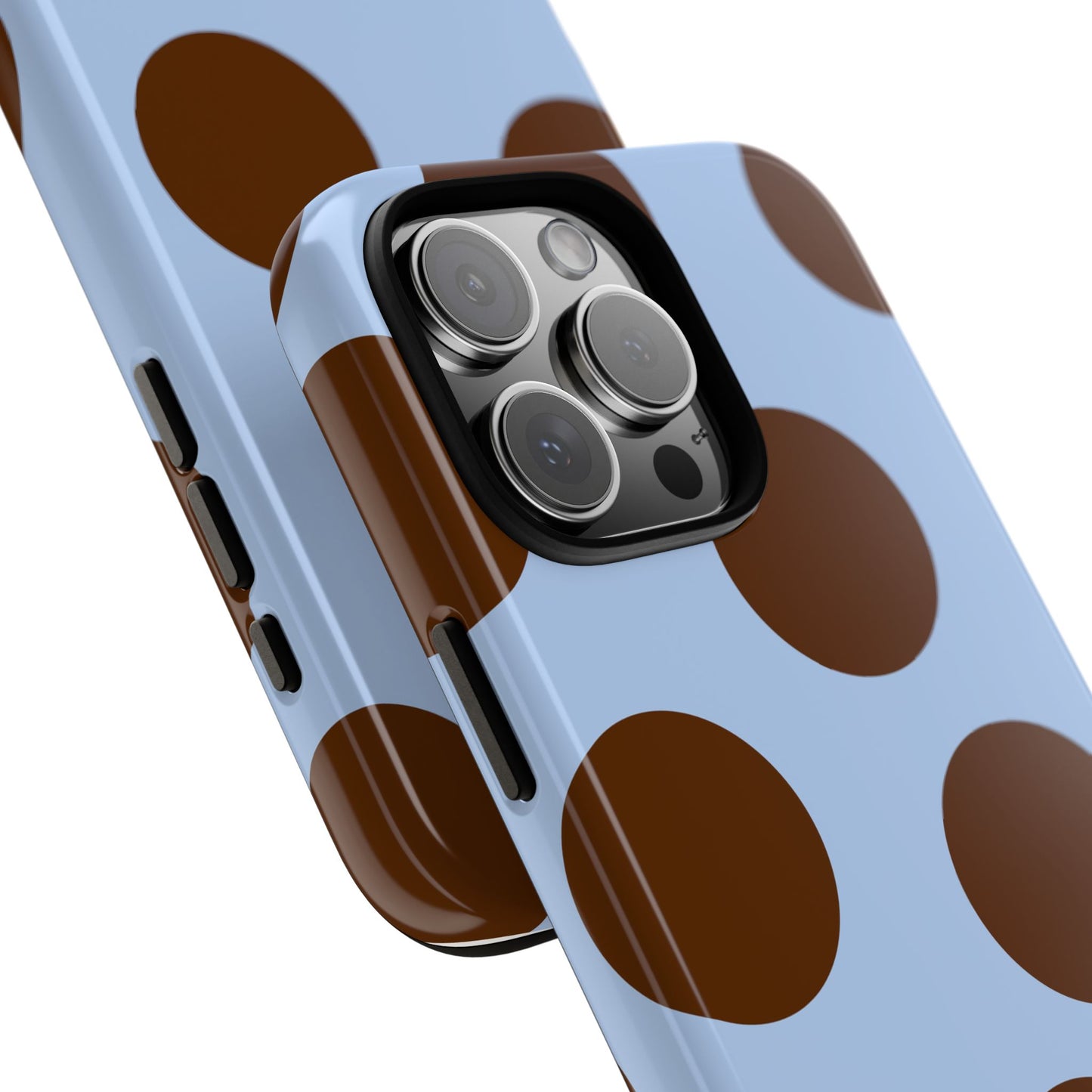 Phone Case - Blue with Brown Polka Dots (Tough Protective Phone Case)