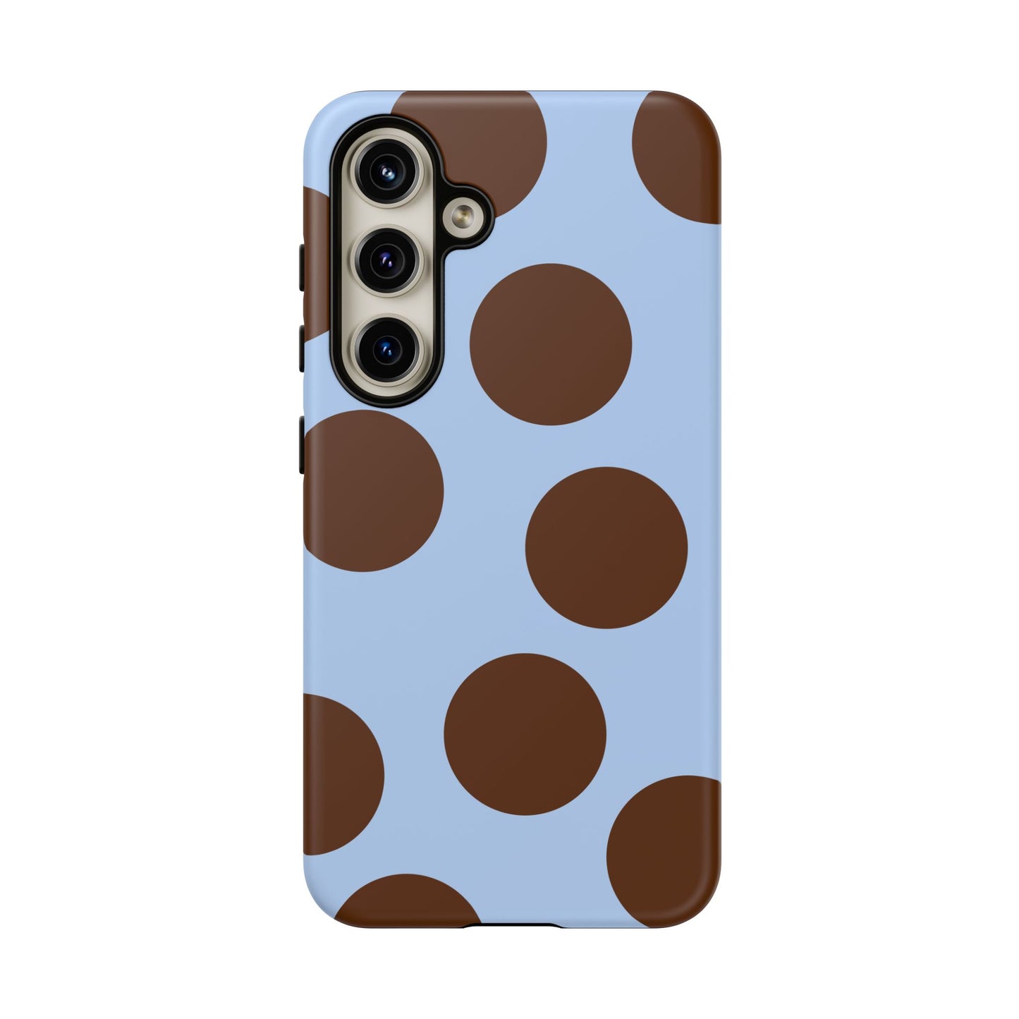 Phone Case - Blue with Brown Polka Dots (Tough Protective Phone Case)