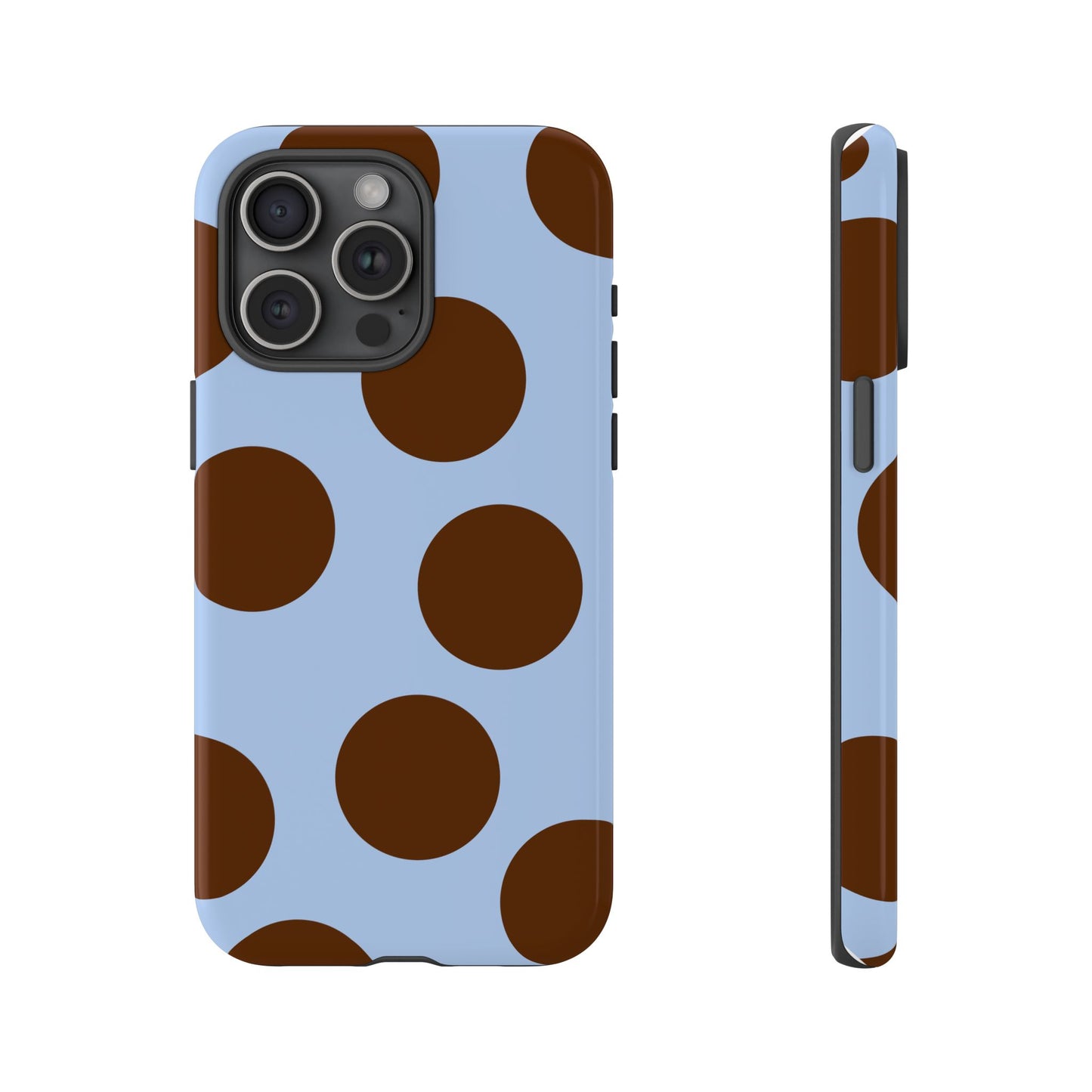 Phone Case - Blue with Brown Polka Dots (Tough Protective Phone Case)