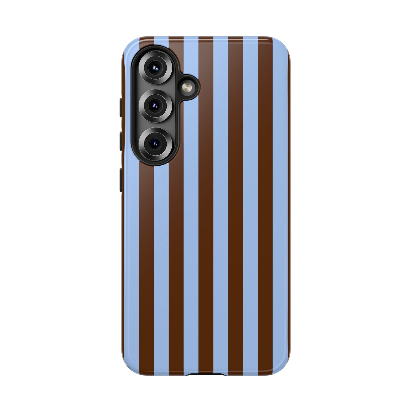 Blue & Brown Vertical Stripe Tough Phone Case — Durable Protective Cover