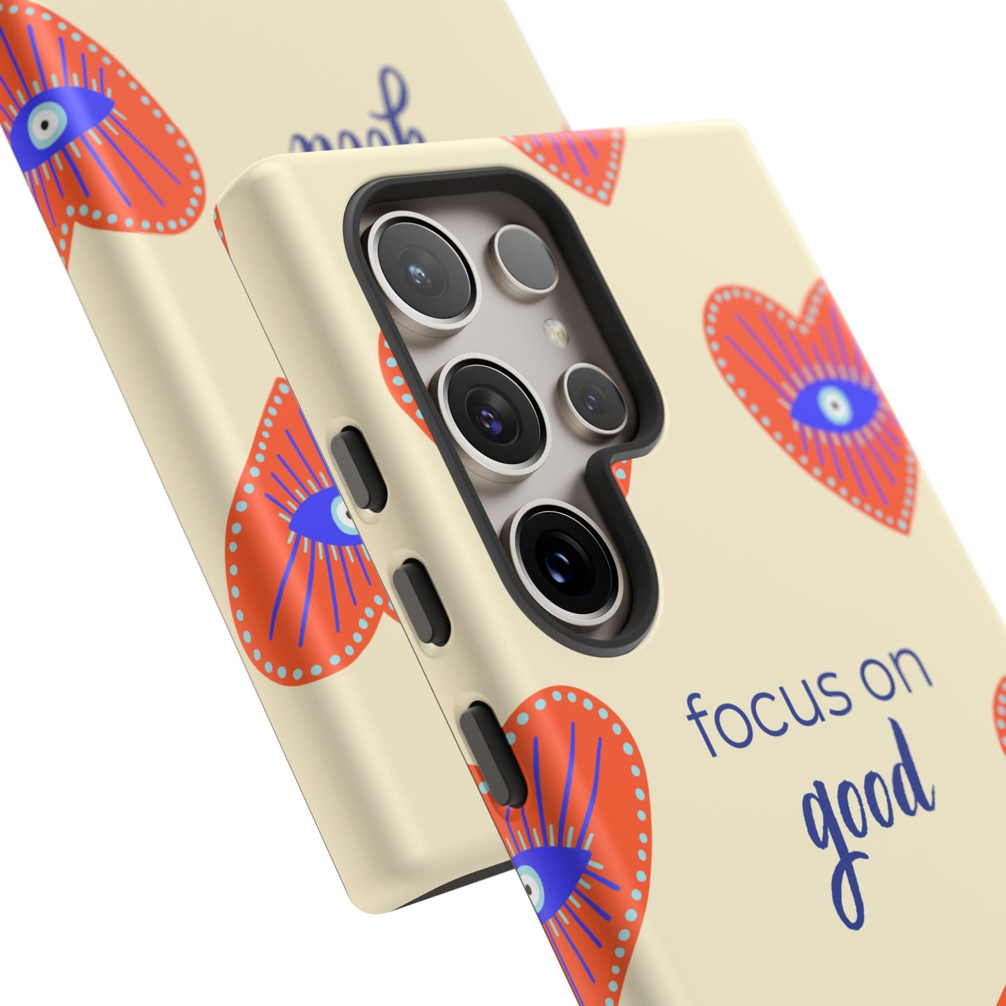 Phone Case — "Focus on Good" Heart Pattern Protective Case