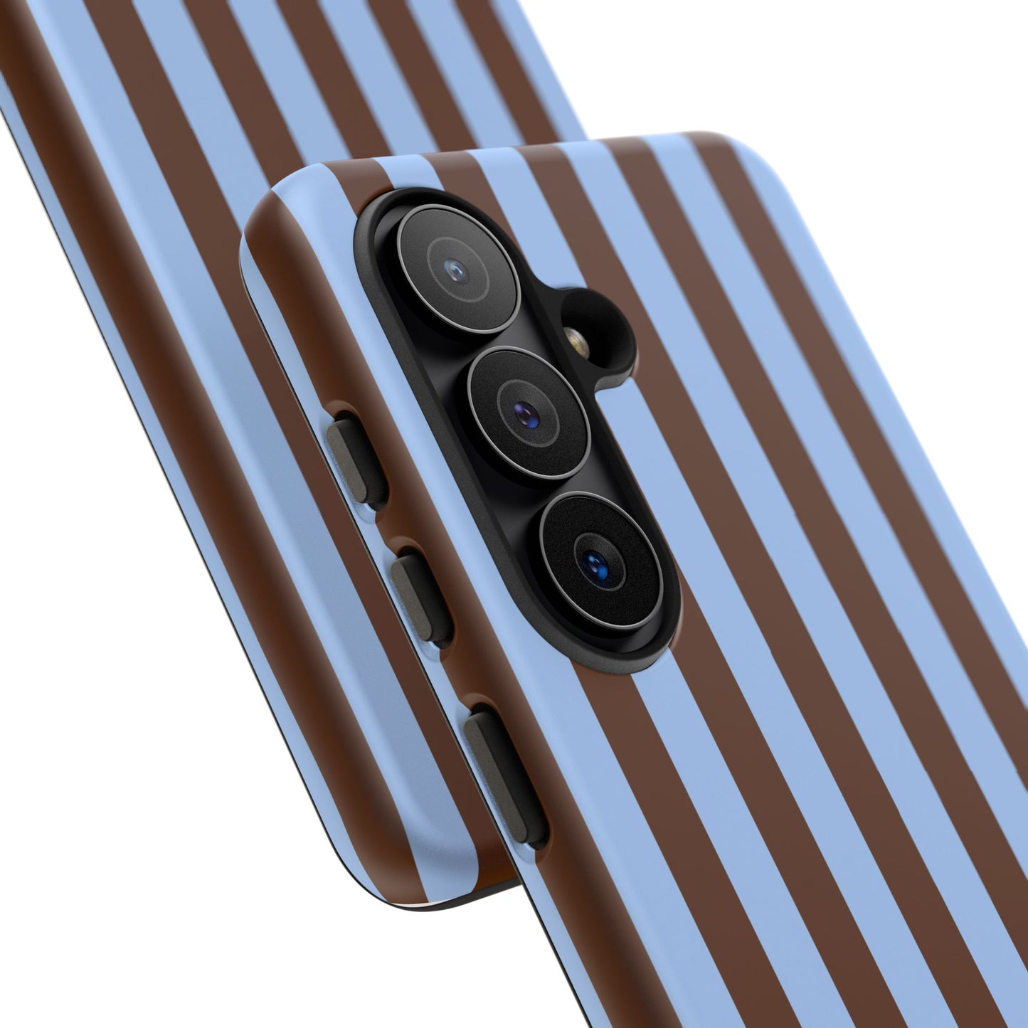 Blue & Brown Vertical Stripe Tough Phone Case — Durable Protective Cover