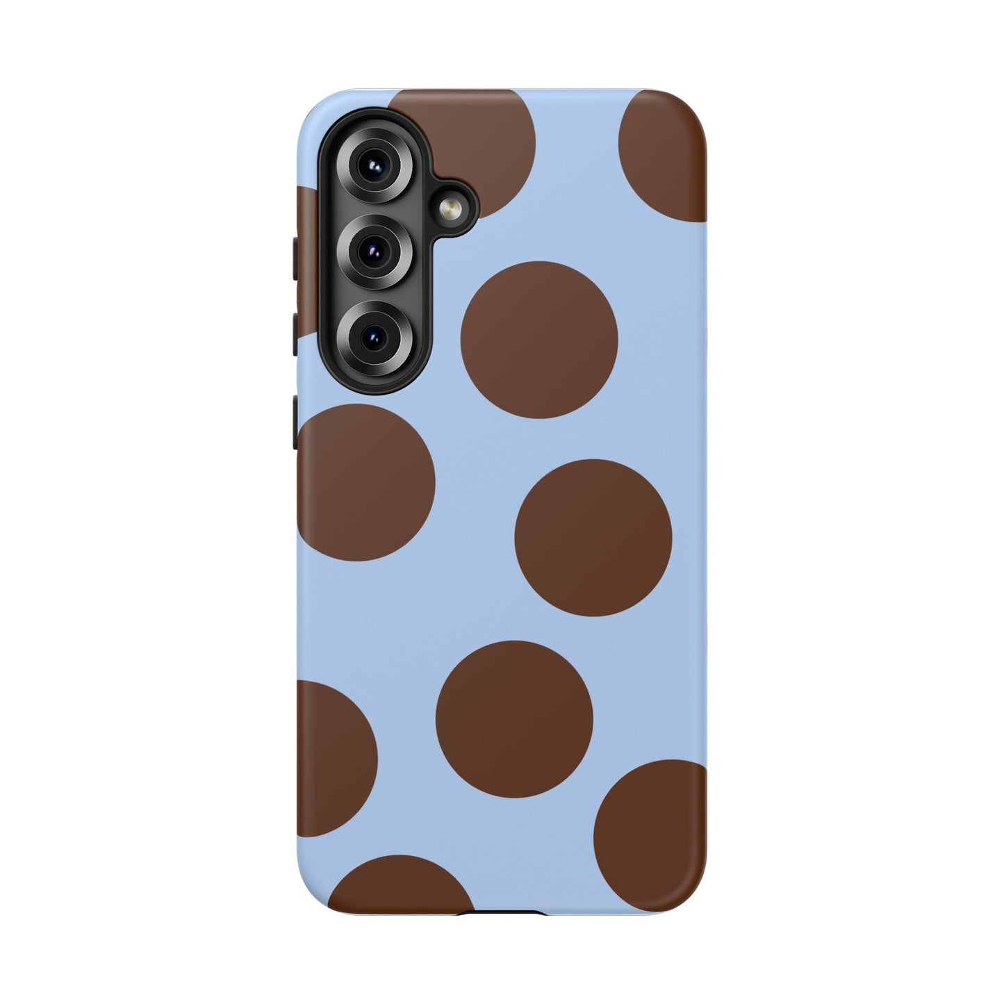 Phone Case - Blue with Brown Polka Dots (Tough Protective Phone Case)