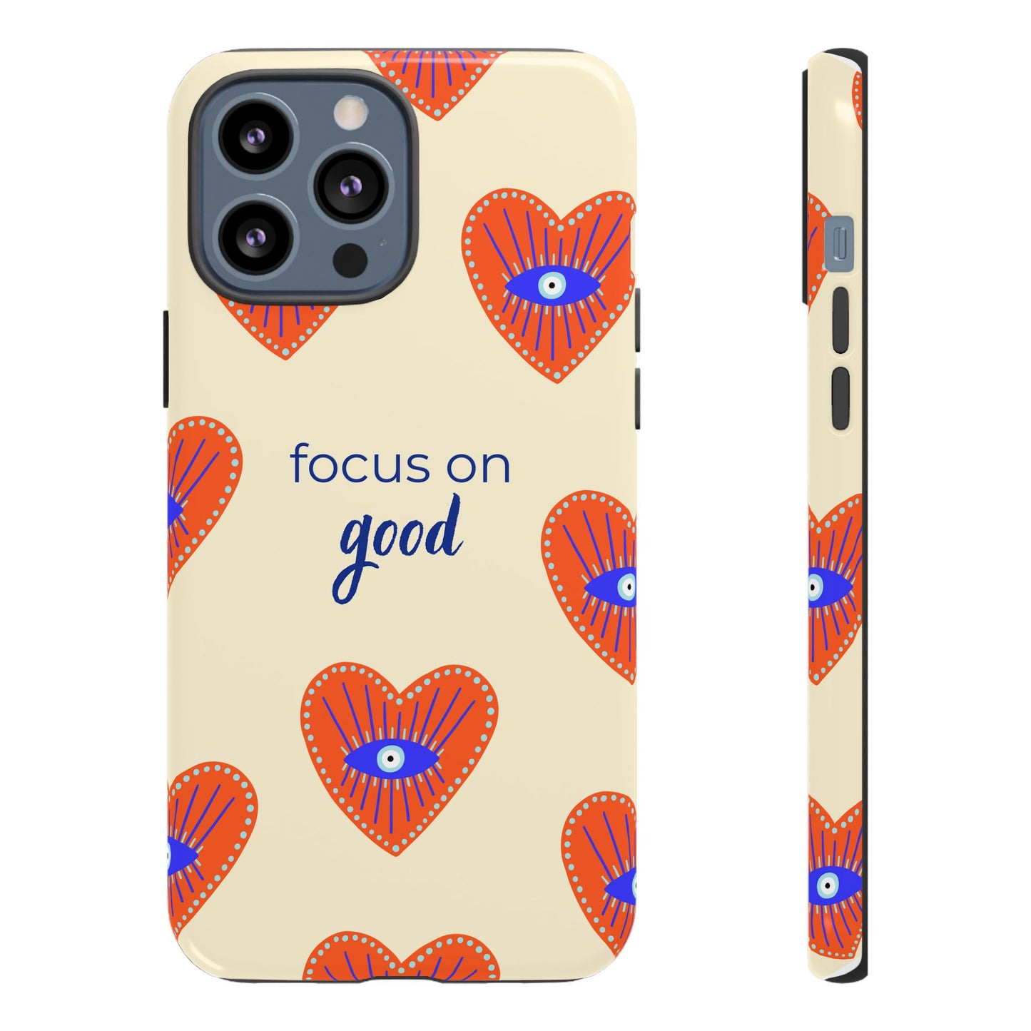 Phone Case — "Focus on Good" Heart Pattern Protective Case