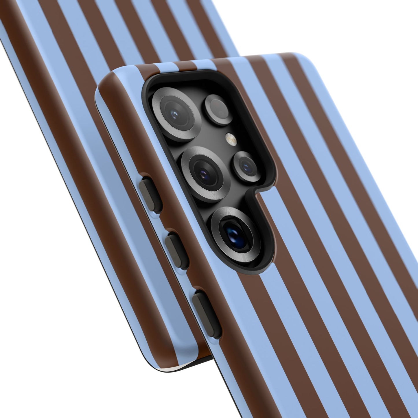 Blue & Brown Vertical Stripe Tough Phone Case — Durable Protective Cover