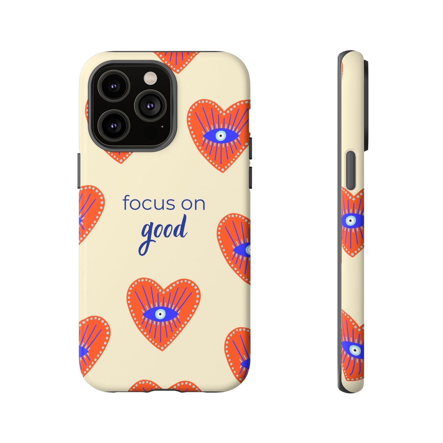 Phone Case — "Focus on Good" Heart Pattern Protective Case