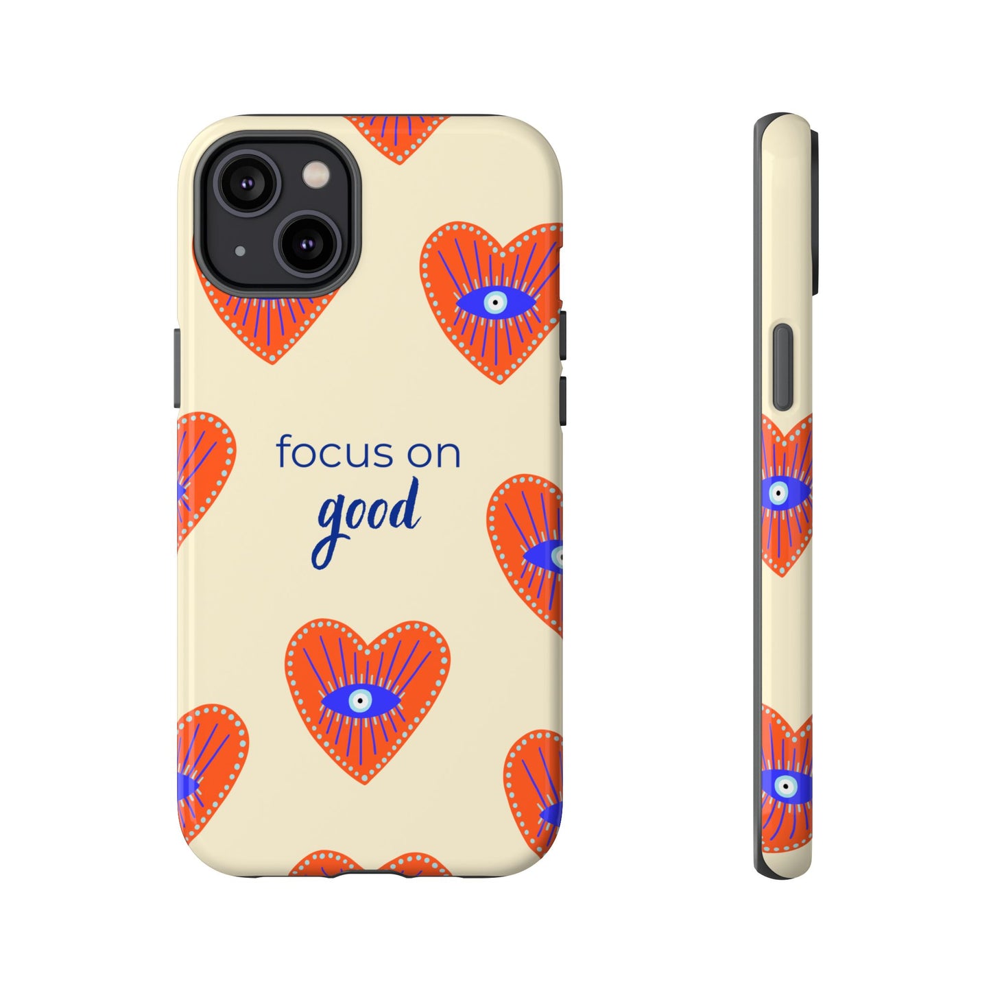 Phone Case — "Focus on Good" Heart Pattern Protective Case