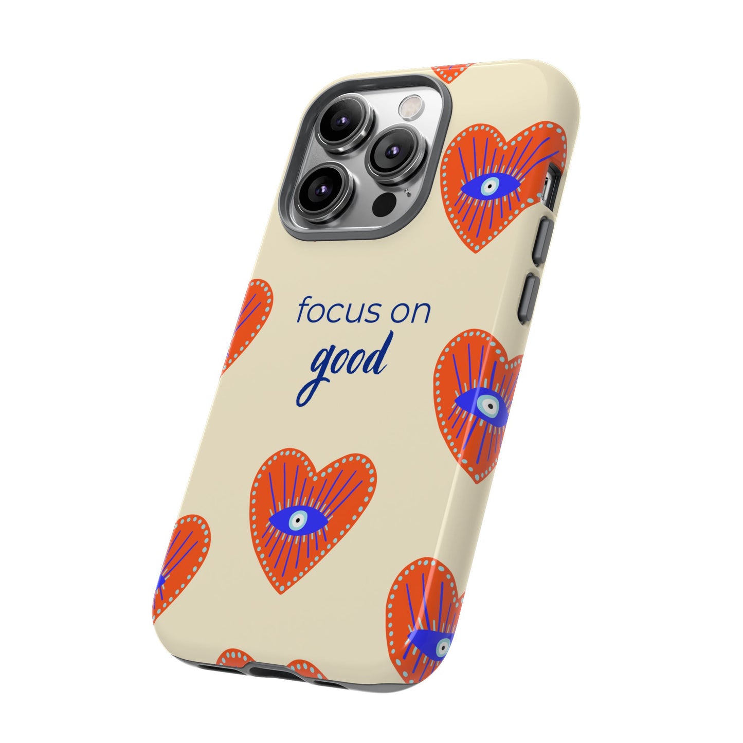 Phone Case — "Focus on Good" Heart Pattern Protective Case
