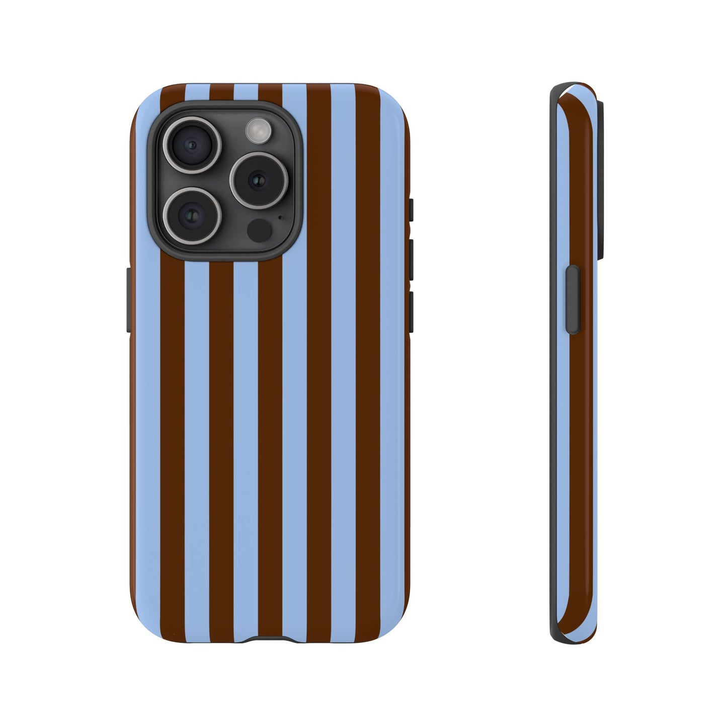 Blue & Brown Vertical Stripe Tough Phone Case — Durable Protective Cover