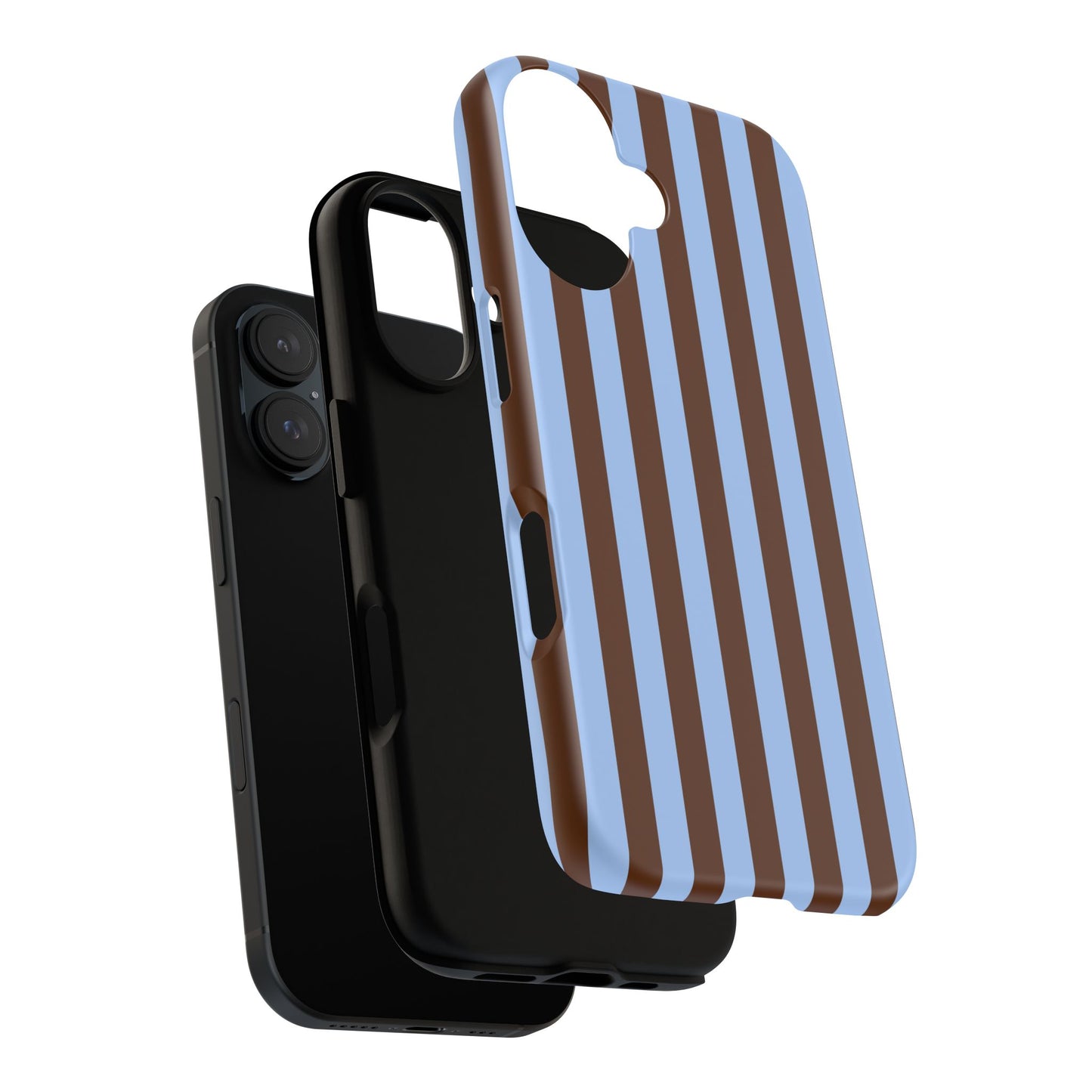Blue & Brown Vertical Stripe Tough Phone Case — Durable Protective Cover