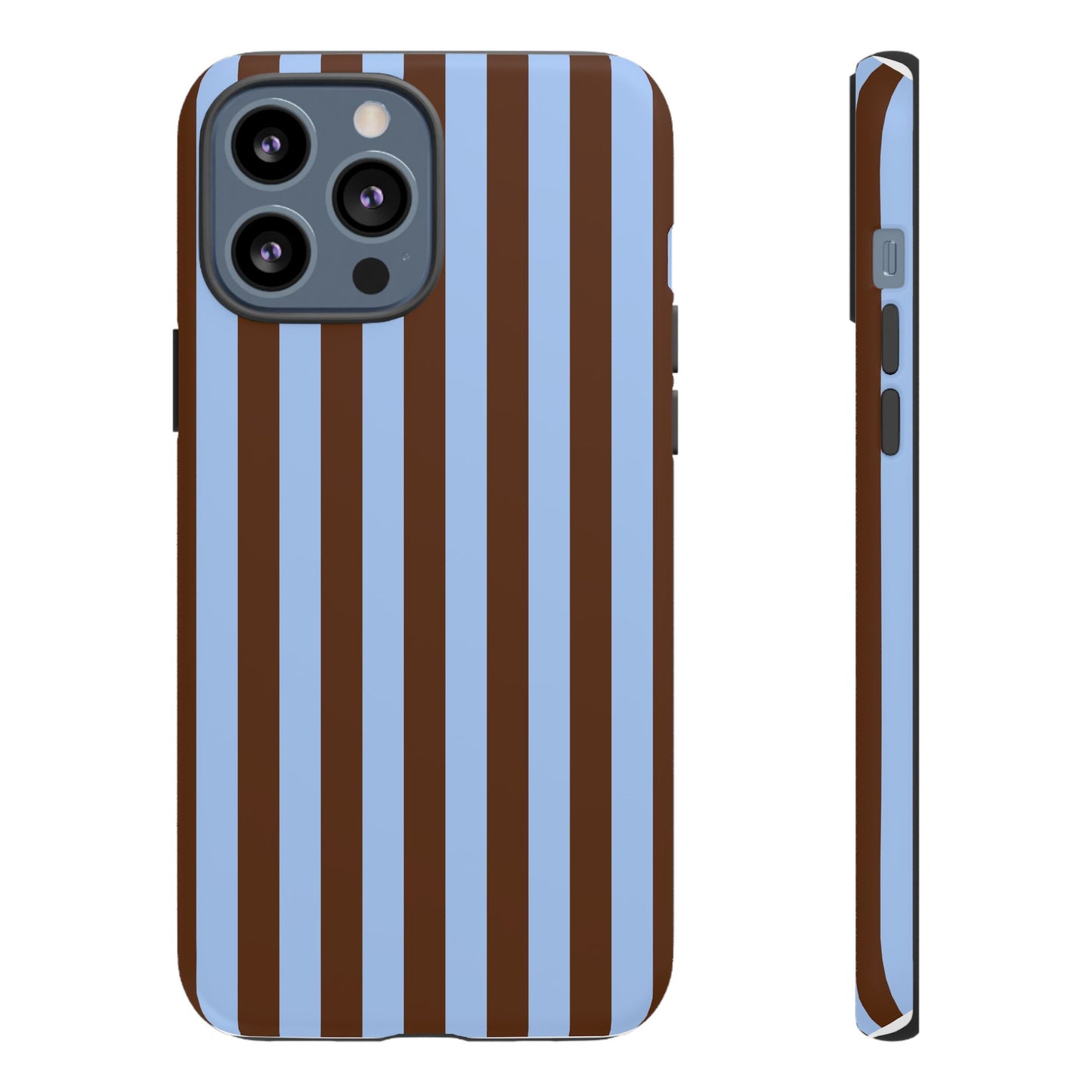 Blue & Brown Vertical Stripe Tough Phone Case — Durable Protective Cover