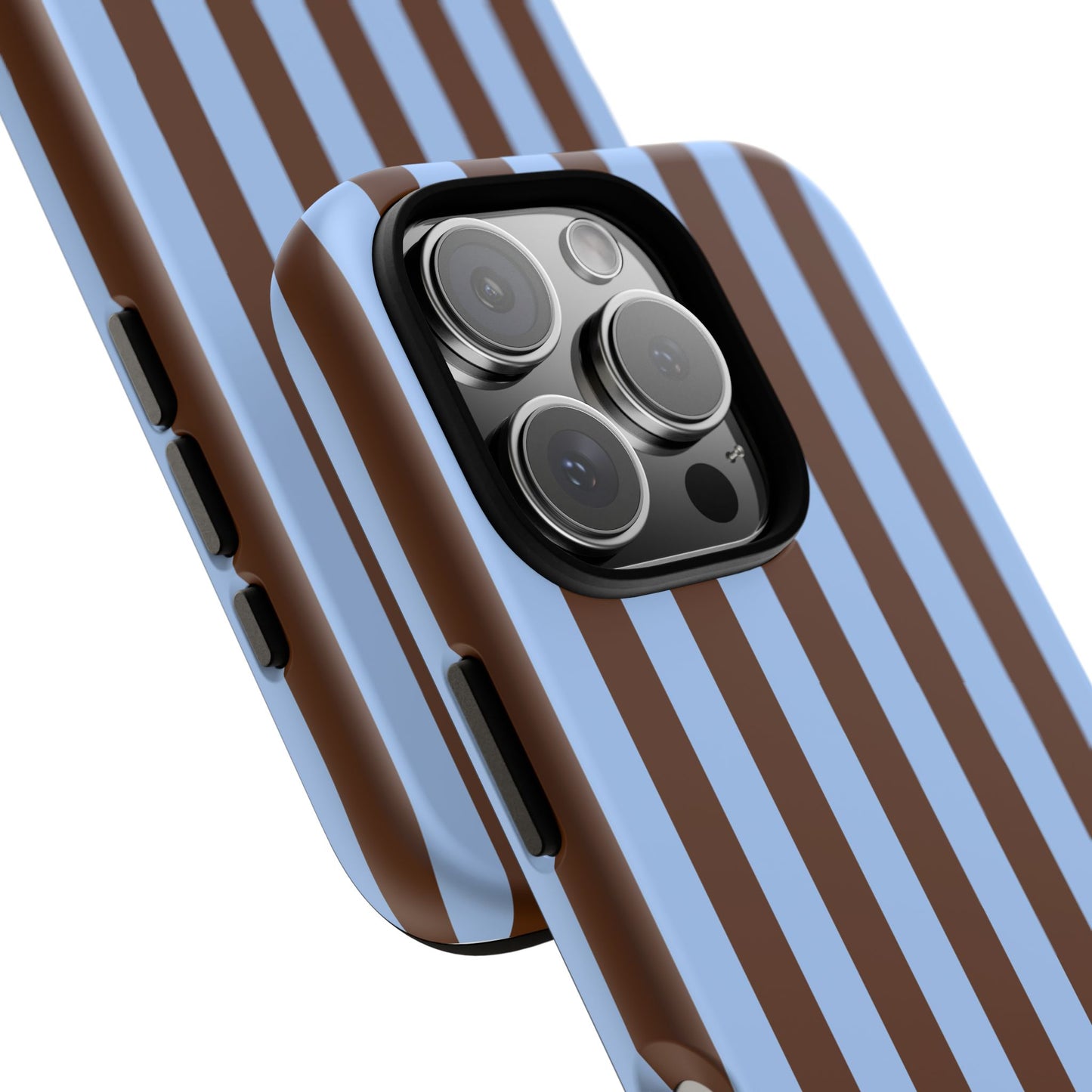 Blue & Brown Vertical Stripe Tough Phone Case — Durable Protective Cover