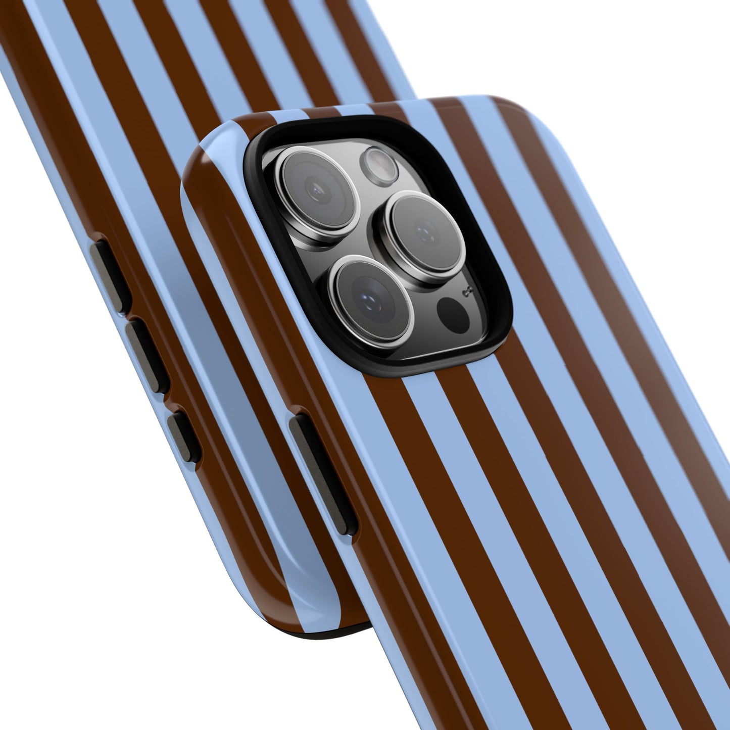 Blue & Brown Vertical Stripe Tough Phone Case — Durable Protective Cover