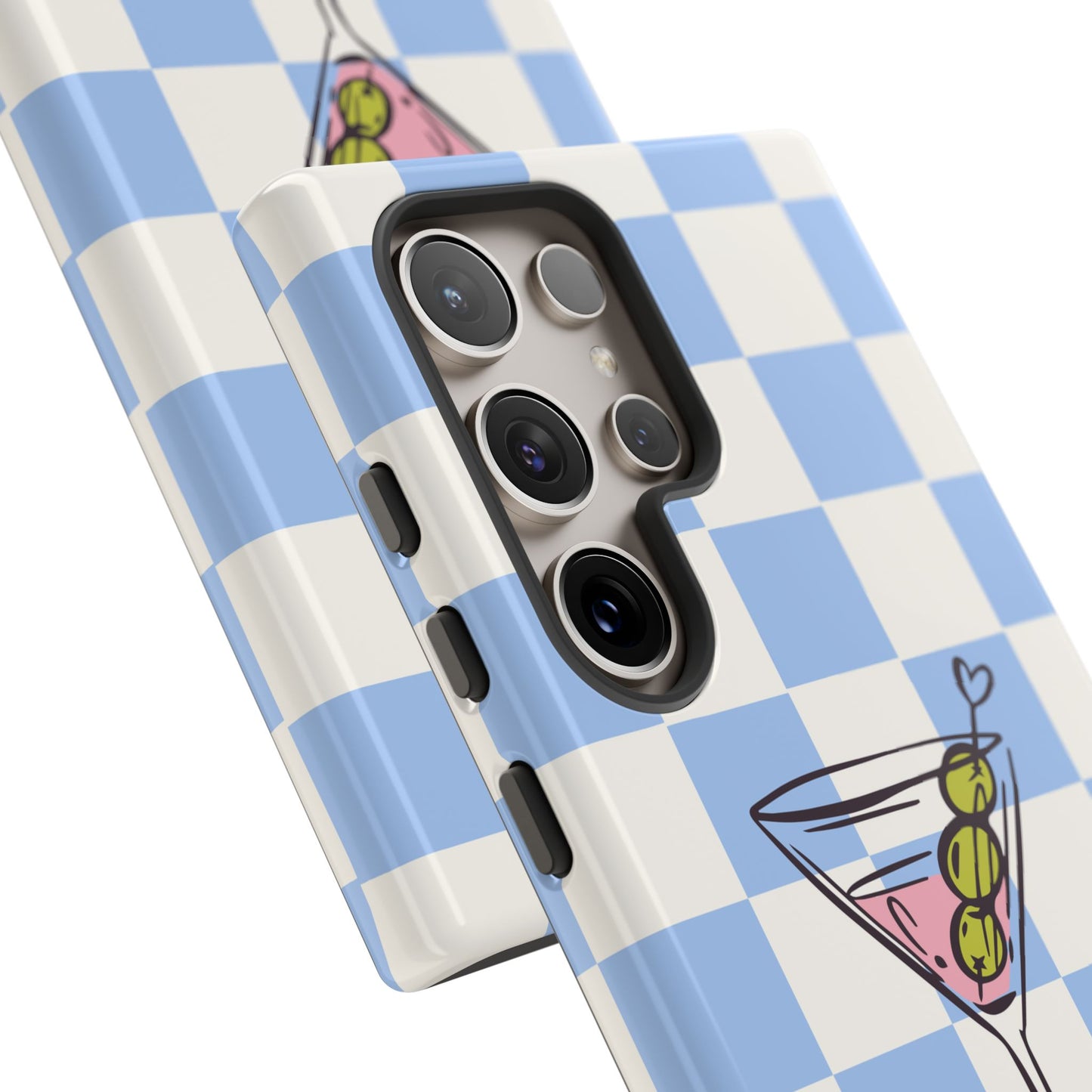 Phone Case — Blue Check Martini "extra dirty" Design