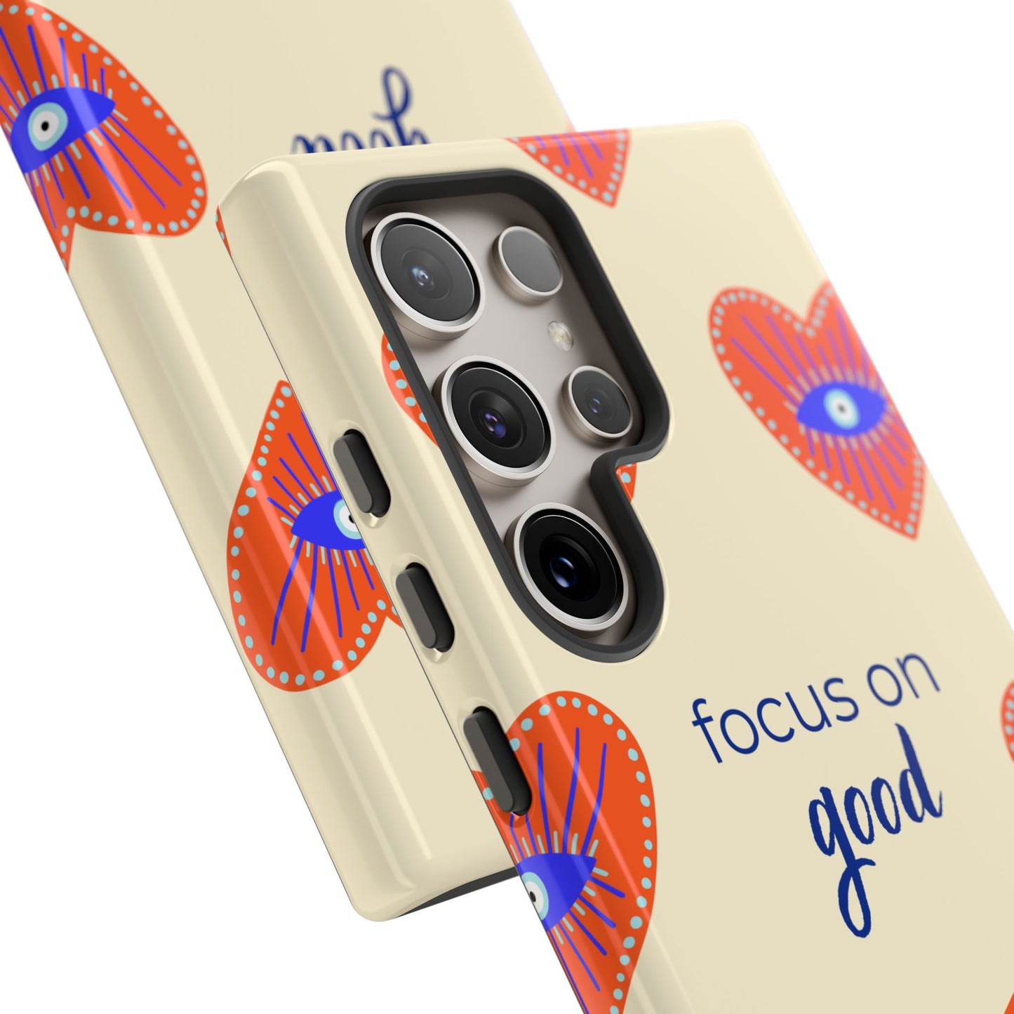 Phone Case — "Focus on Good" Heart Pattern Protective Case