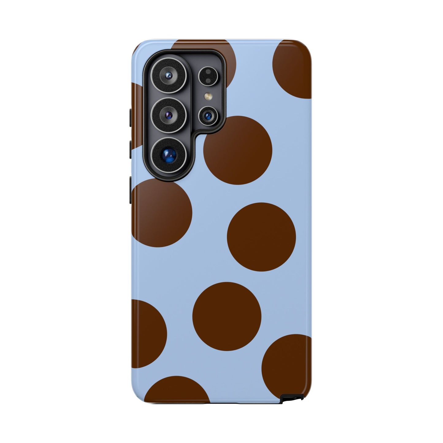 Phone Case - Blue with Brown Polka Dots (Tough Protective Phone Case)