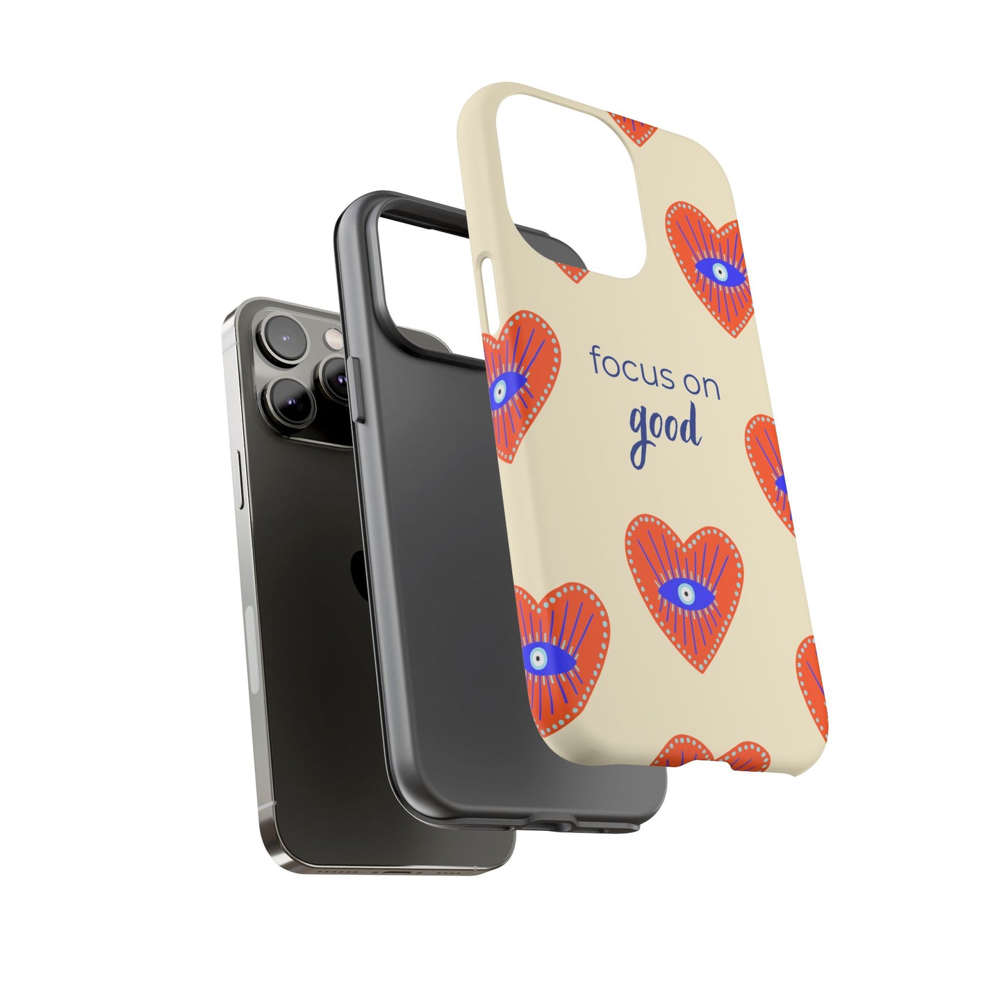 Phone Case — "Focus on Good" Heart Pattern Protective Case
