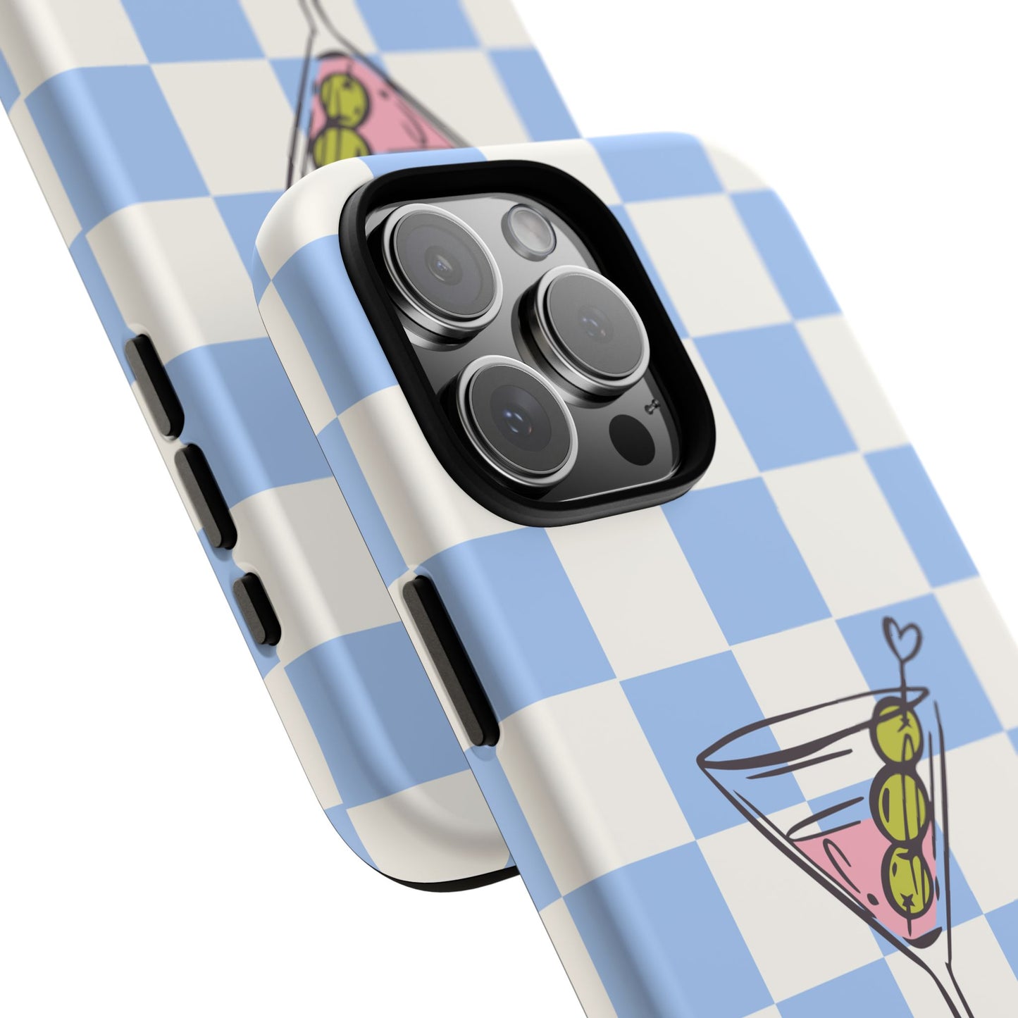 Phone Case — Blue Check Martini "extra dirty" Design