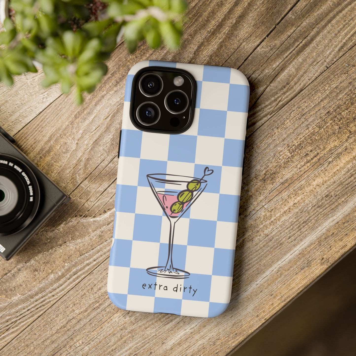 Phone Case — Blue Check Martini "extra dirty" Design