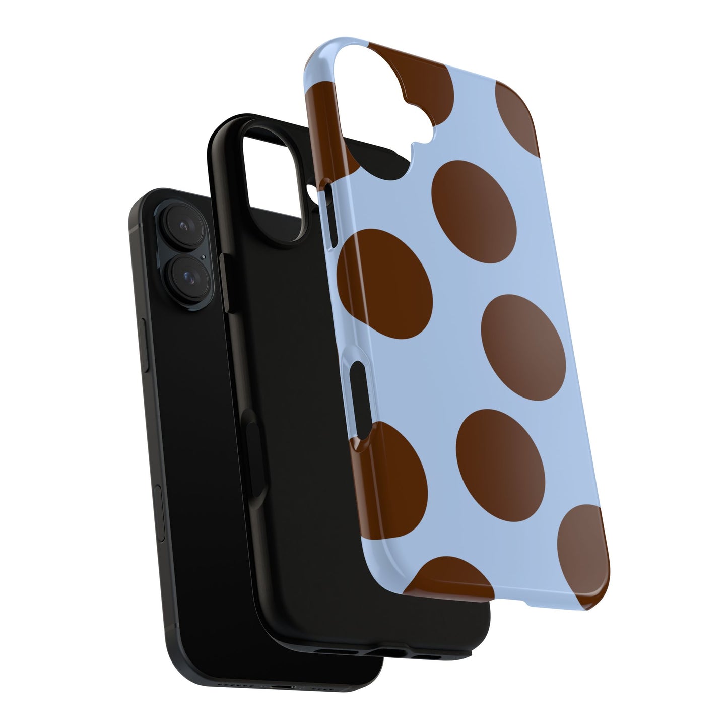 Phone Case - Blue with Brown Polka Dots (Tough Protective Phone Case)