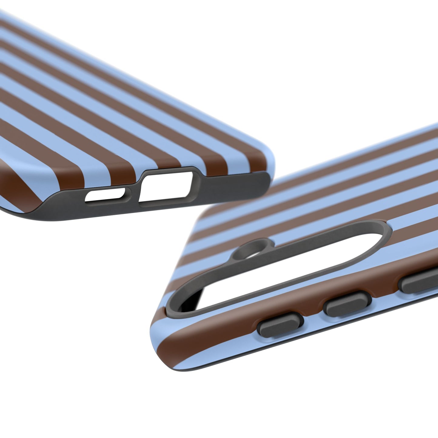 Blue & Brown Vertical Stripe Tough Phone Case — Durable Protective Cover