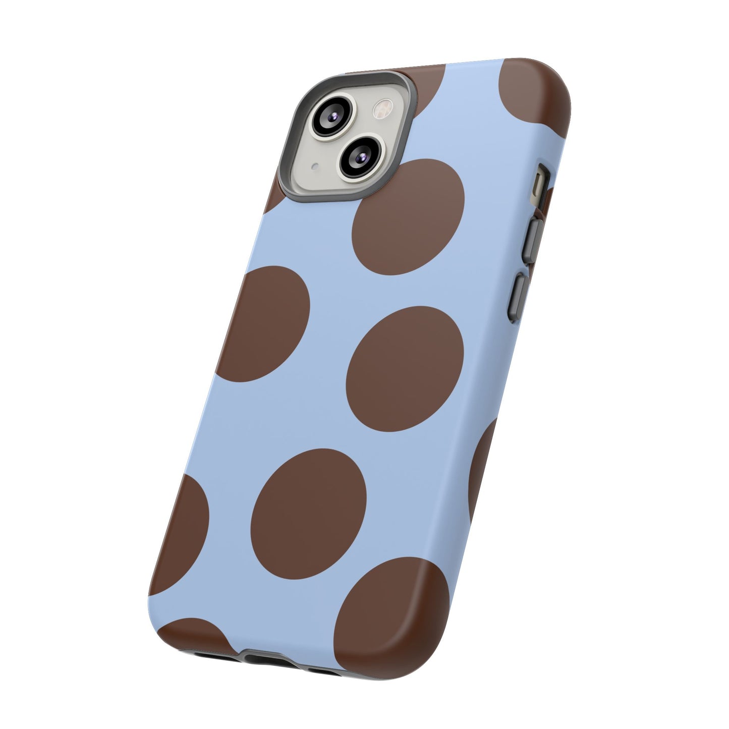 Phone Case - Blue with Brown Polka Dots (Tough Protective Phone Case)